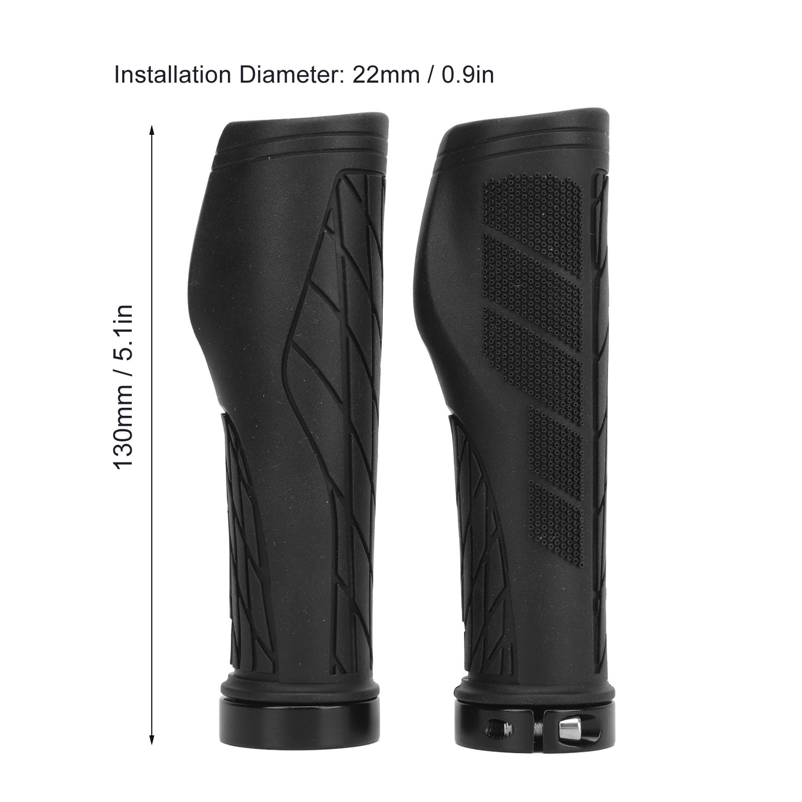 1 Pair Anti-Slip Bike Handlebar Grips - Ergonomic Replacement Grips for Bicycles, Scooters & Mountain Bikes (MTB) - Easy Installation, Durable Black Rubber - Perfect for Commuting, Off-Road Cycling & Urban Riding