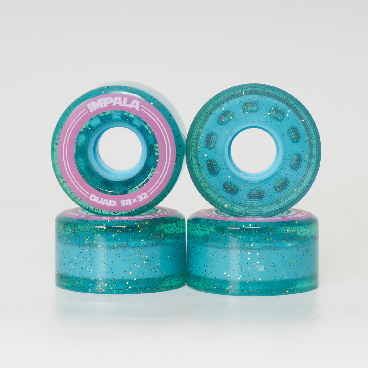 Impala 58mm 82a Holographic Blue Glitter Skateboard Wheels - Perfect for Street Skating & Smooth Cruising