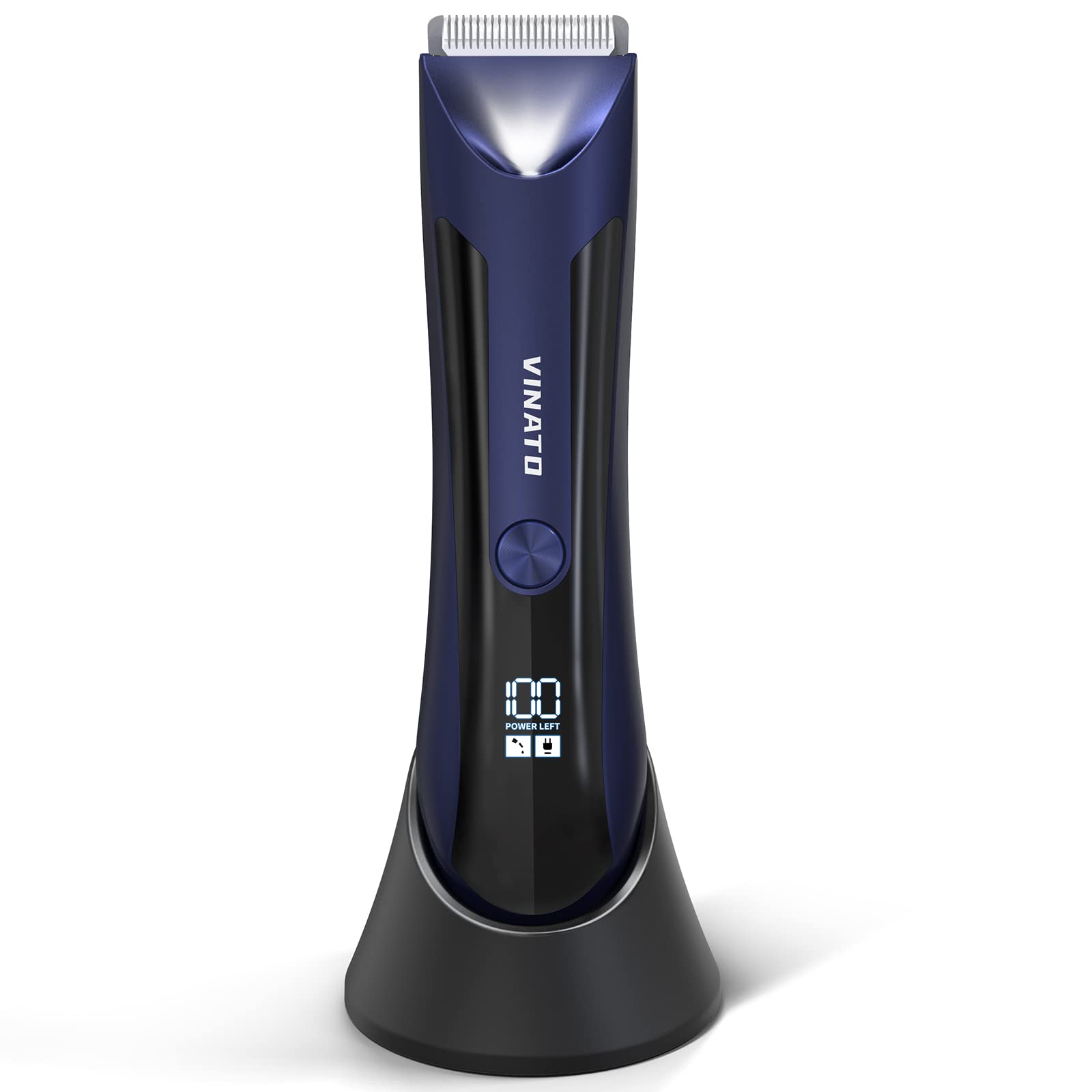VINATO Electric Body Hair Trimmer for Men - Waterproof Groin & Ball Shaver with Replaceable Ceramic Blades, 90 Min Battery Life - Perfect for Travel, Gym & Personal Grooming at Home