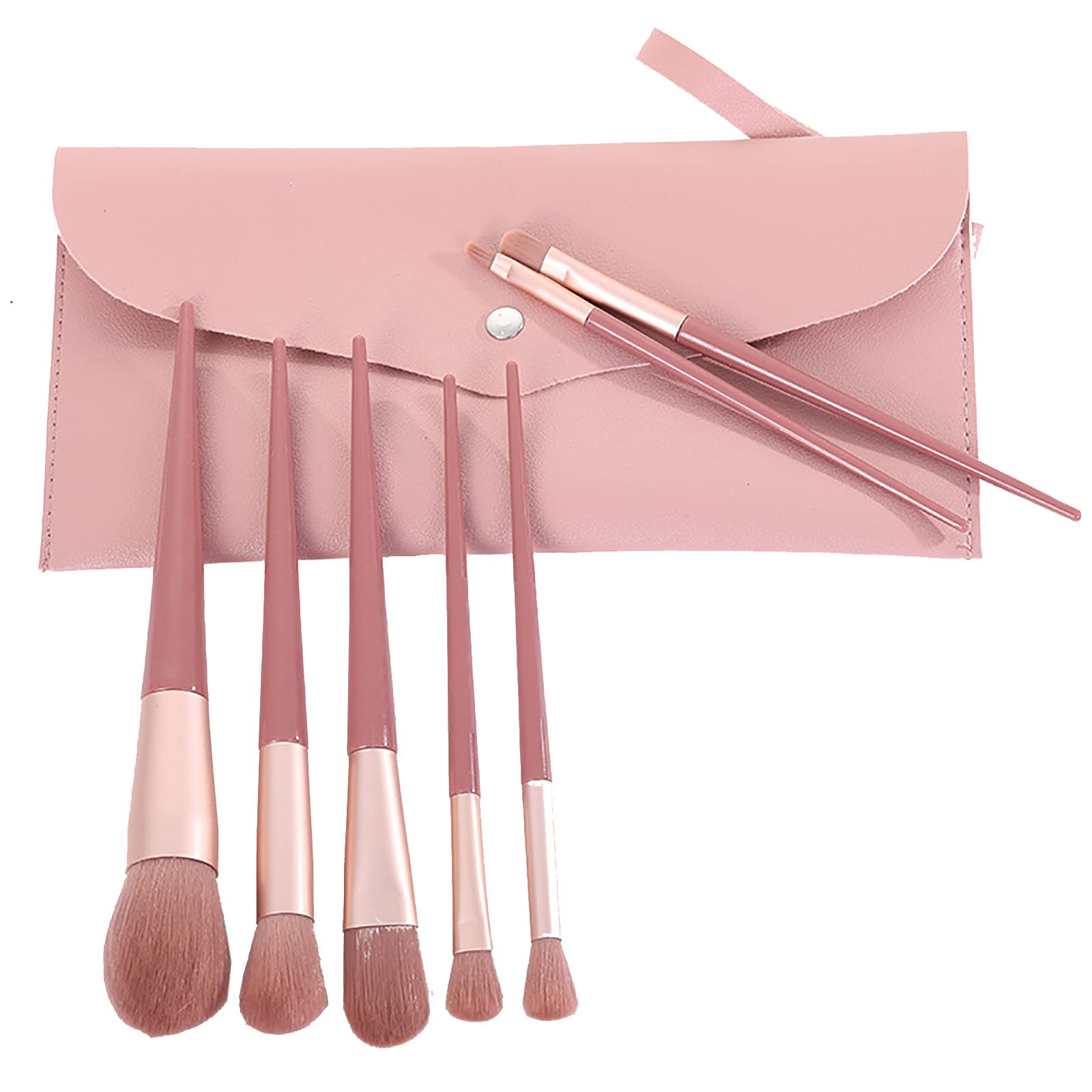 7 Pcs Makeup Brush Set - Professional Blush, Foundation & Eyeshadow Brushes with Travel Pouch | Perfect for Daily Makeup, Contouring & On-the-Go Beauty Routine