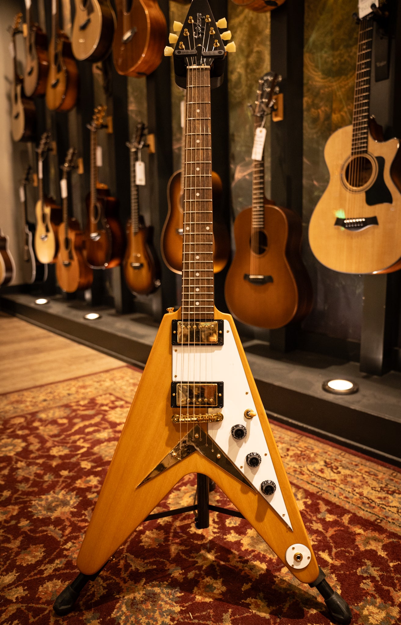 Epiphone 1958 Korina Flying V Electric Guitar - Vintage Reissue, Mahogany Body, Classic Design for Rock & Metal Musicians | Perfect for Stage Performances & Studio Recording