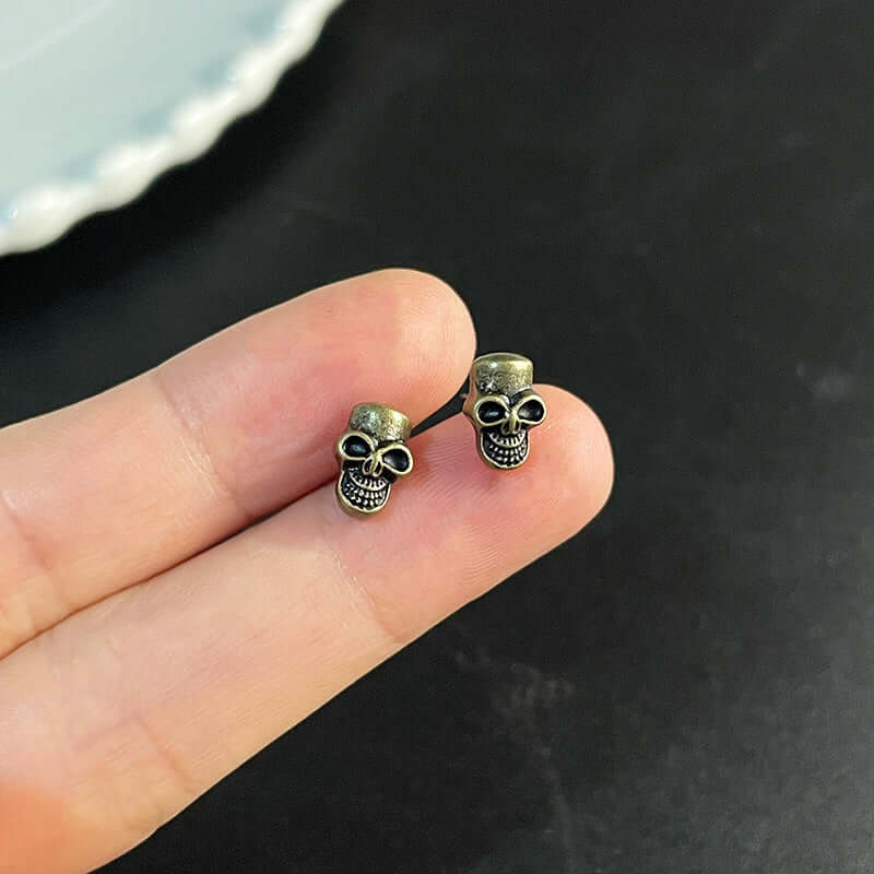 3 Ways Skull Skeleton Ear Jacket Earrings Stud | YM5089 - Gothic Punk Jewelry for Women, Men - Perfect for Halloween, Concerts & Alternative Fashion