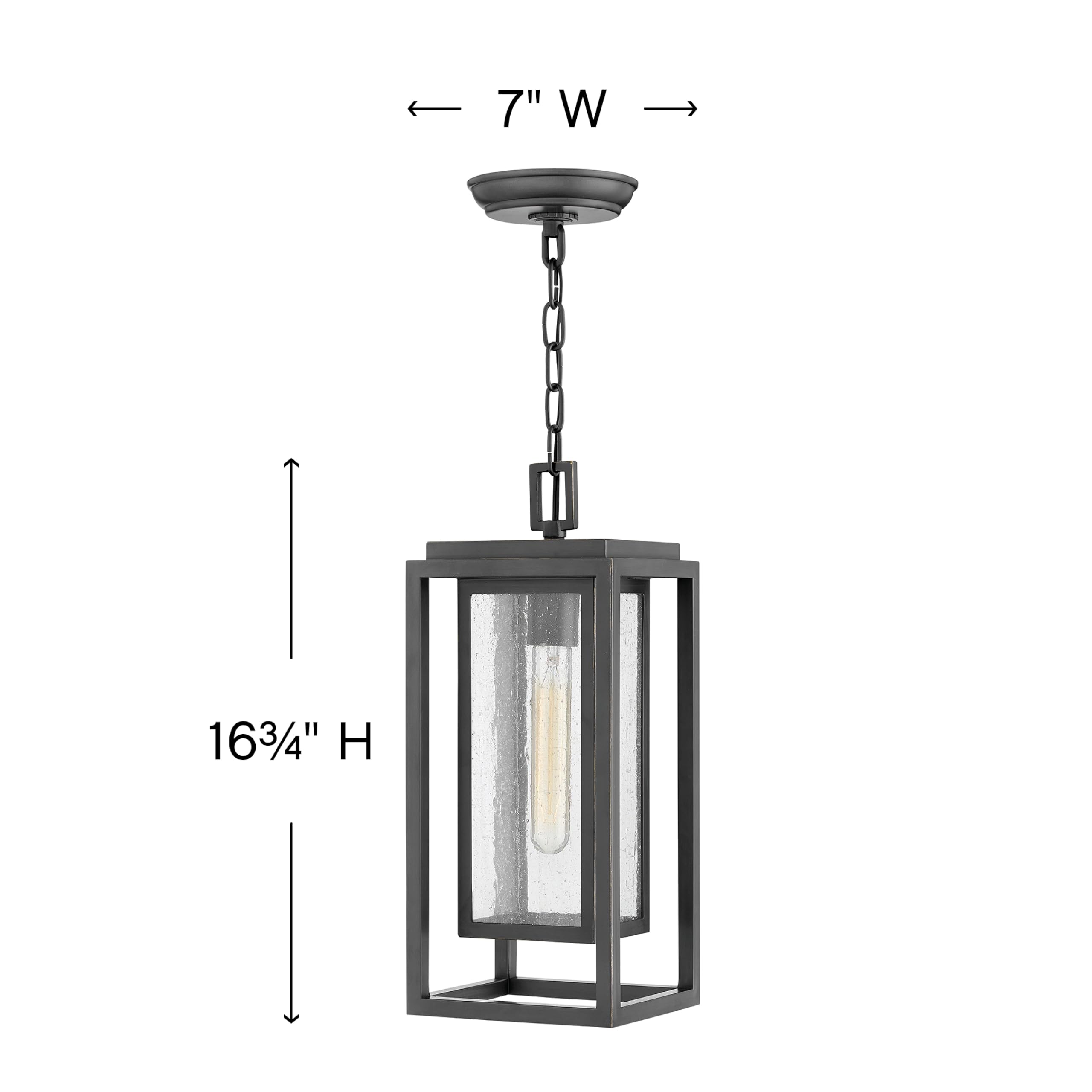 Hinkley Republic Medium Hanging Outdoor Lantern - Coastal Style, Estate Collection, 1-Light Clear Seedy Glass, Oil Rubbed Bronze Composite Material - Perfect for Porch, Patio, and Garden Lighting