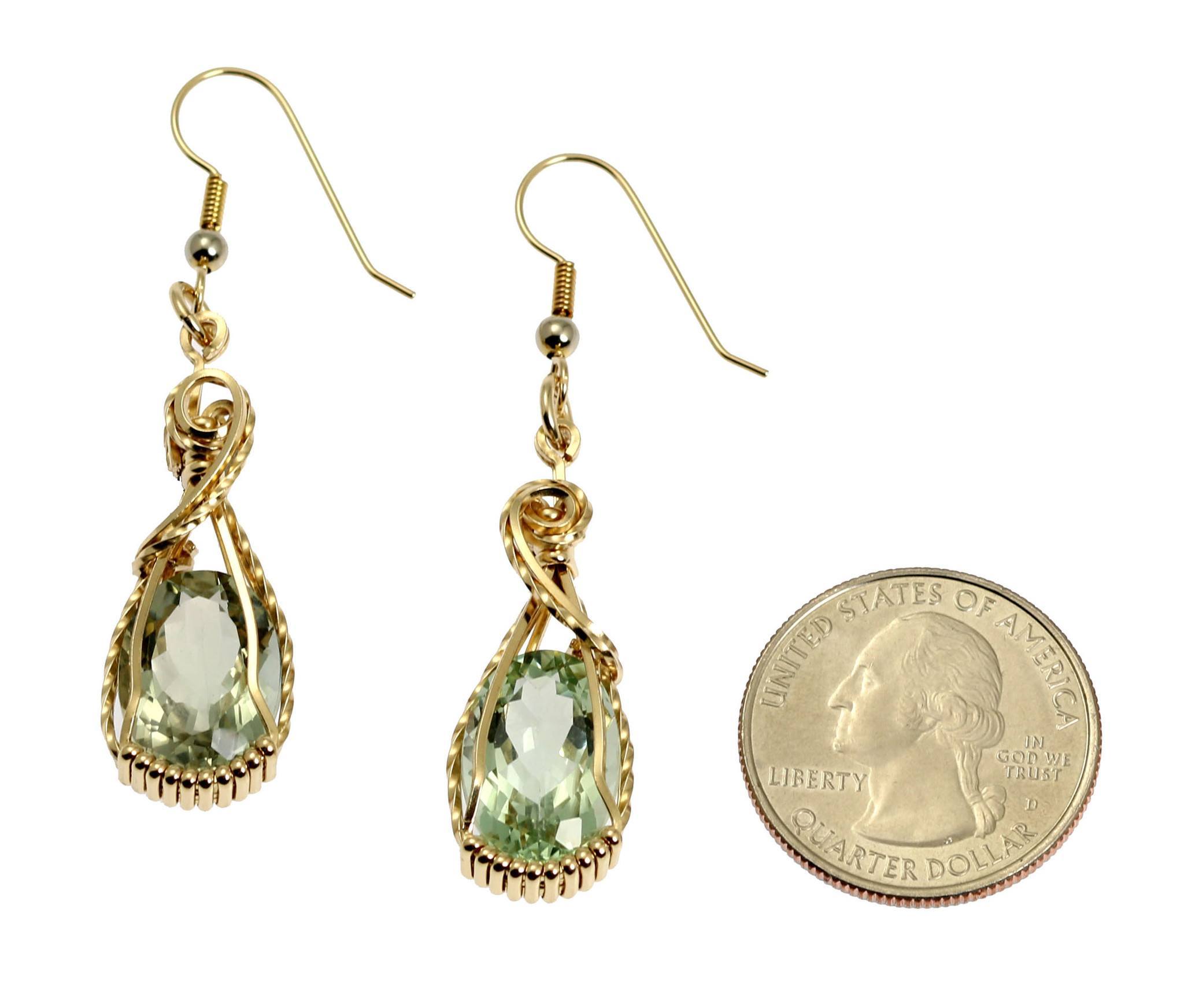 13 CT Brilliant Cut Green Amethyst 14K Gold Filled Stud Earrings for Women - Elegant Dangle Earrings for Wedding, Party & Everyday Wear