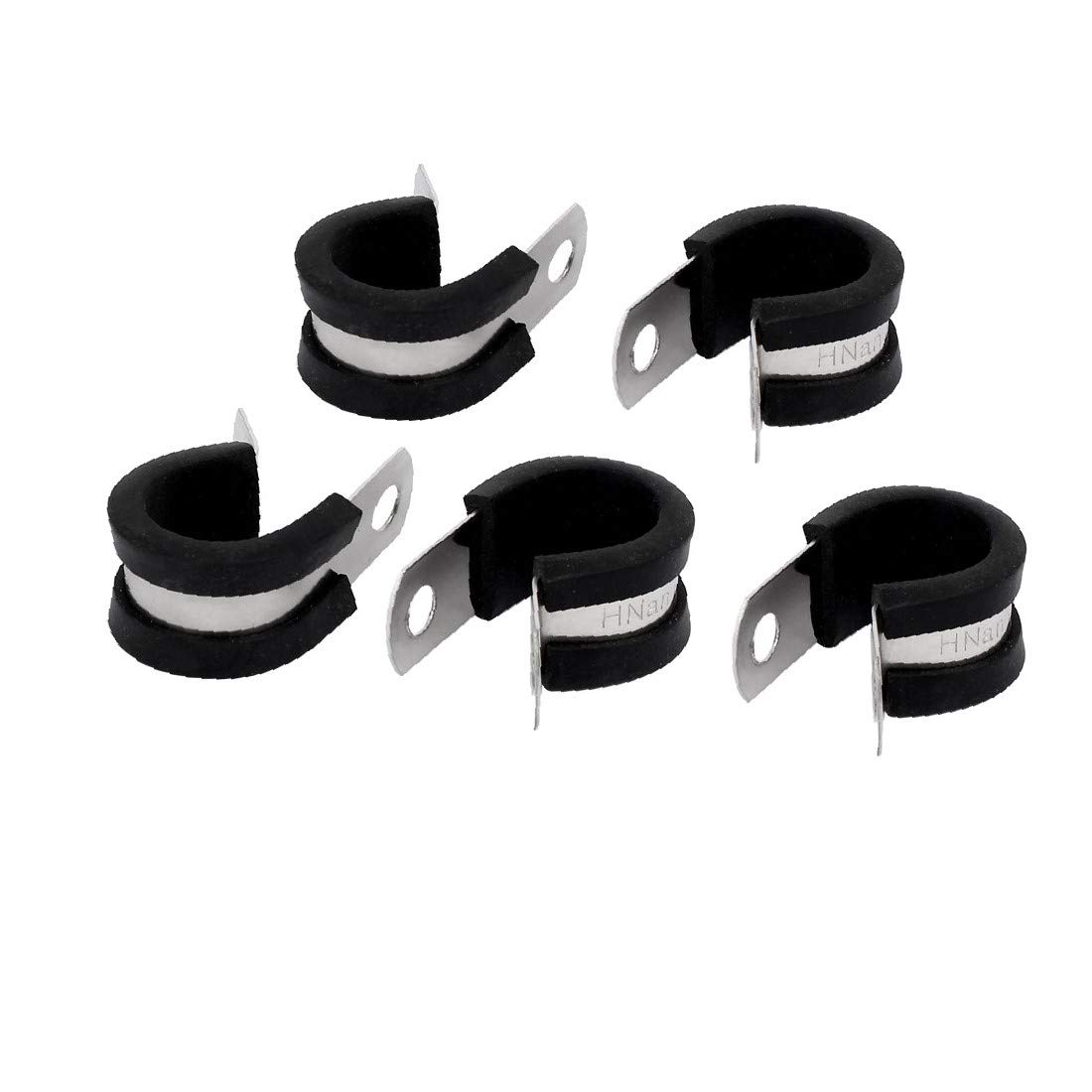 X-DREE 16mm EPDM Rubber Lined P Clips - Heavy Duty Cable Hose Pipe Clamps (5 Pack) - Secure Wire Management for Automotive, Marine & Home Organization