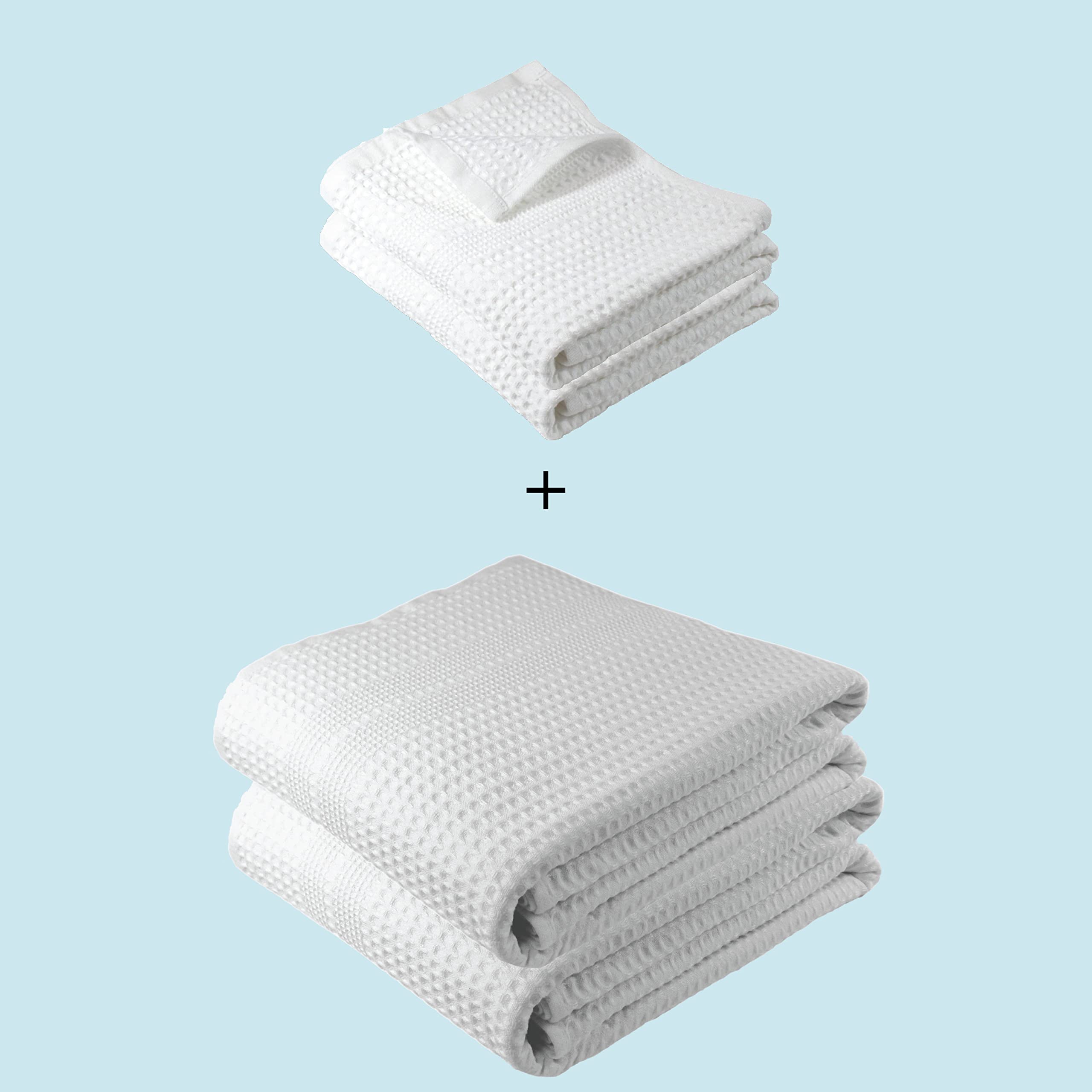 Premium GILDEN TREE 6-Piece Bath Towel Set - 2 Hand Towels & 2 Bath Sheets + 2 Washcloths (White) - Soft & Absorbent Cotton Towels for Bathroom, Spa, Gym & Guest Use