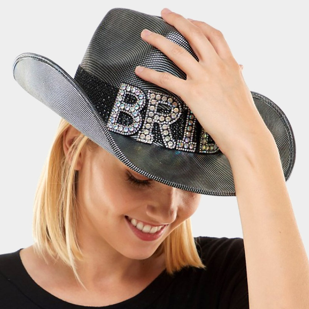 Elegant Silver Cowboy Hat for Brides – Western Wedding Accessory | Perfect for Boho, Country & Cowgirl-Themed Weddings