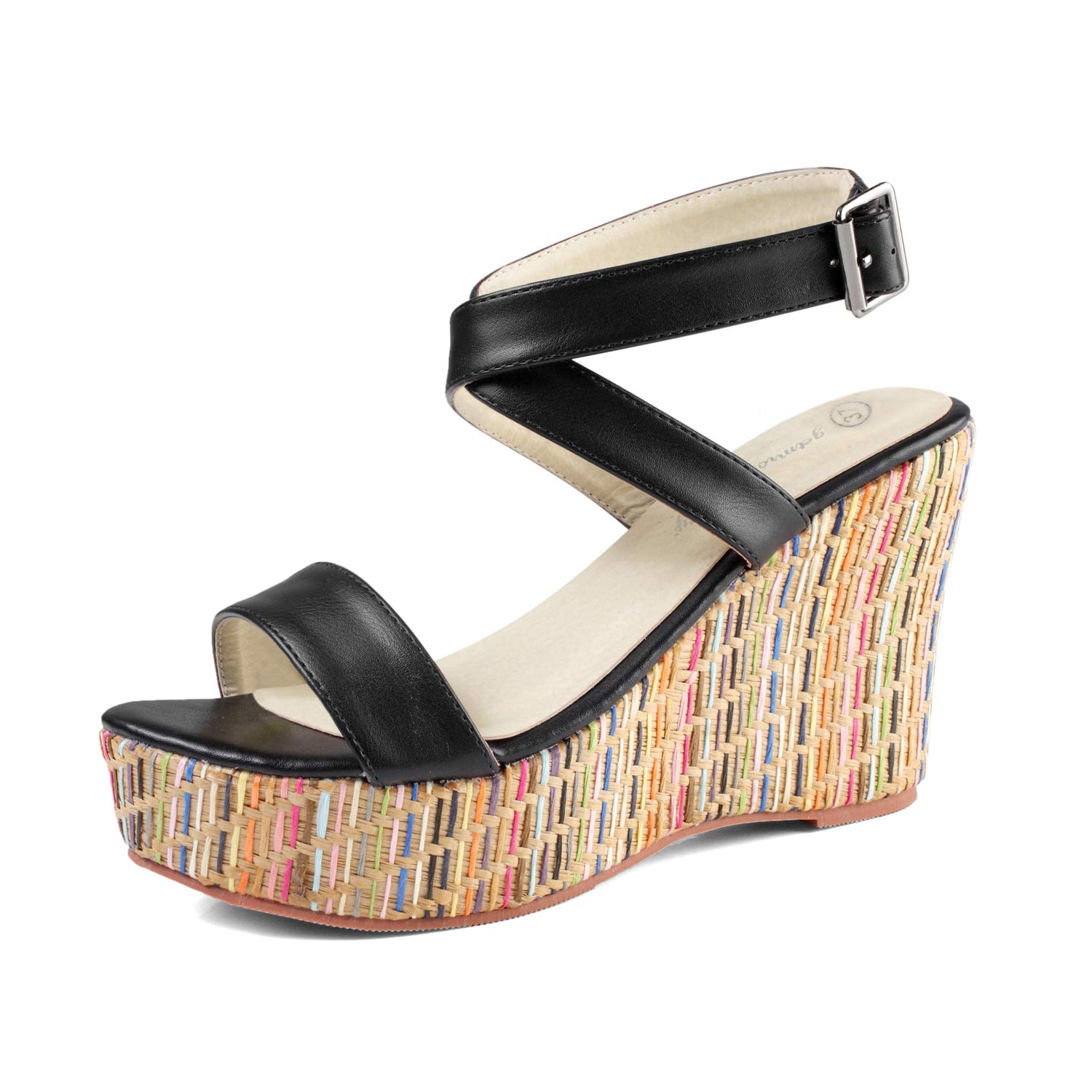 Getmorebeauty Women's Pearl Embellished Wedge Sandals - Comfortable Platform High Heels for Summer, Beach, and Casual Outings