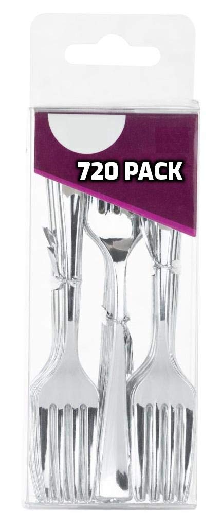 [720 Pack] 4 Inch Disposable Silver Plastic Mini Forks - Heavy Duty Tasting Forks for Sampling, Desserts, Appetizers - Perfect for Catering Events, Weddings, Parties & Picnics | EcoQuality