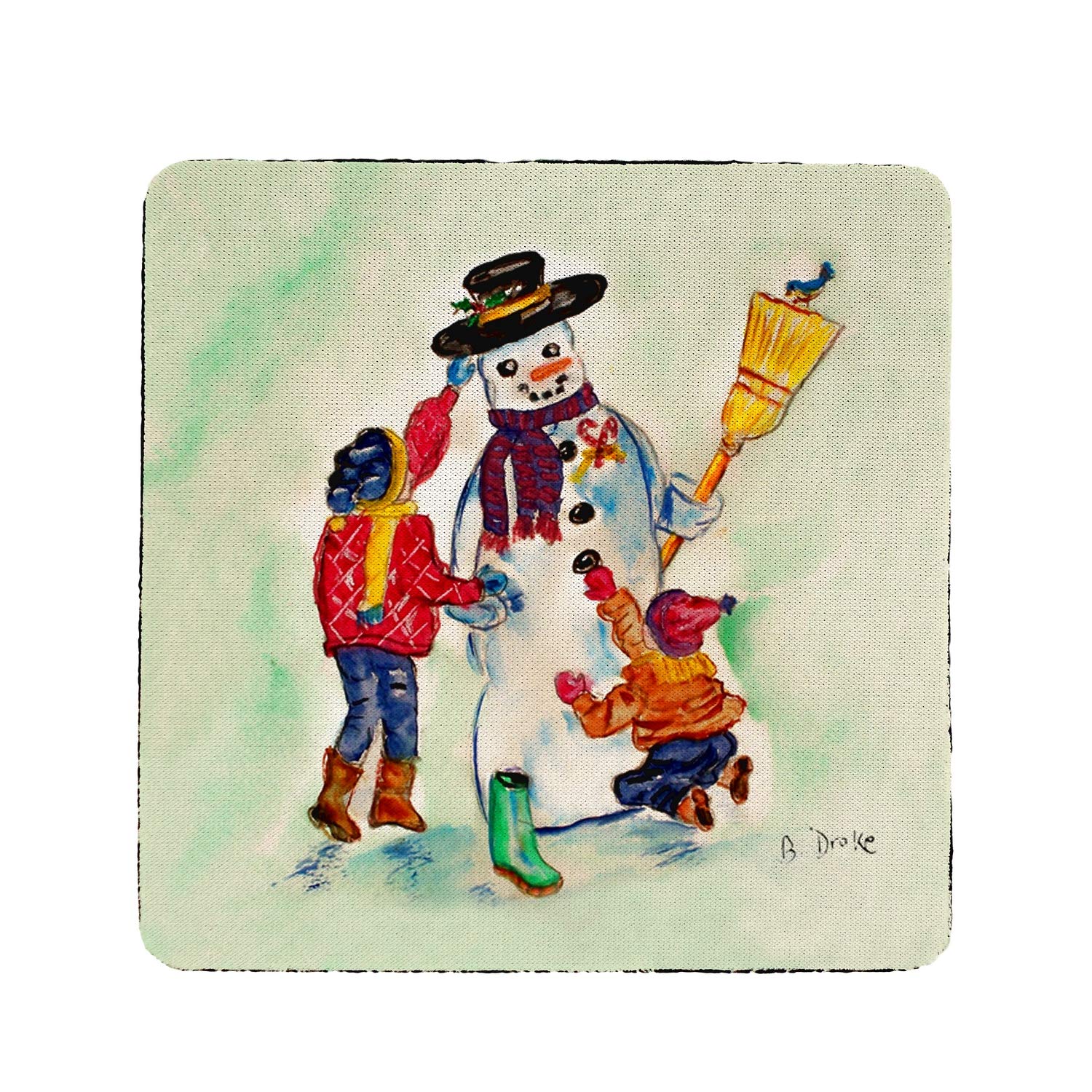 Betsy Drake Snowman Coaster Set of 4 - Christmas Drink Coasters for Hot & Cold Beverages - Perfect for Holiday Parties, Home Decor & Winter Table Setting