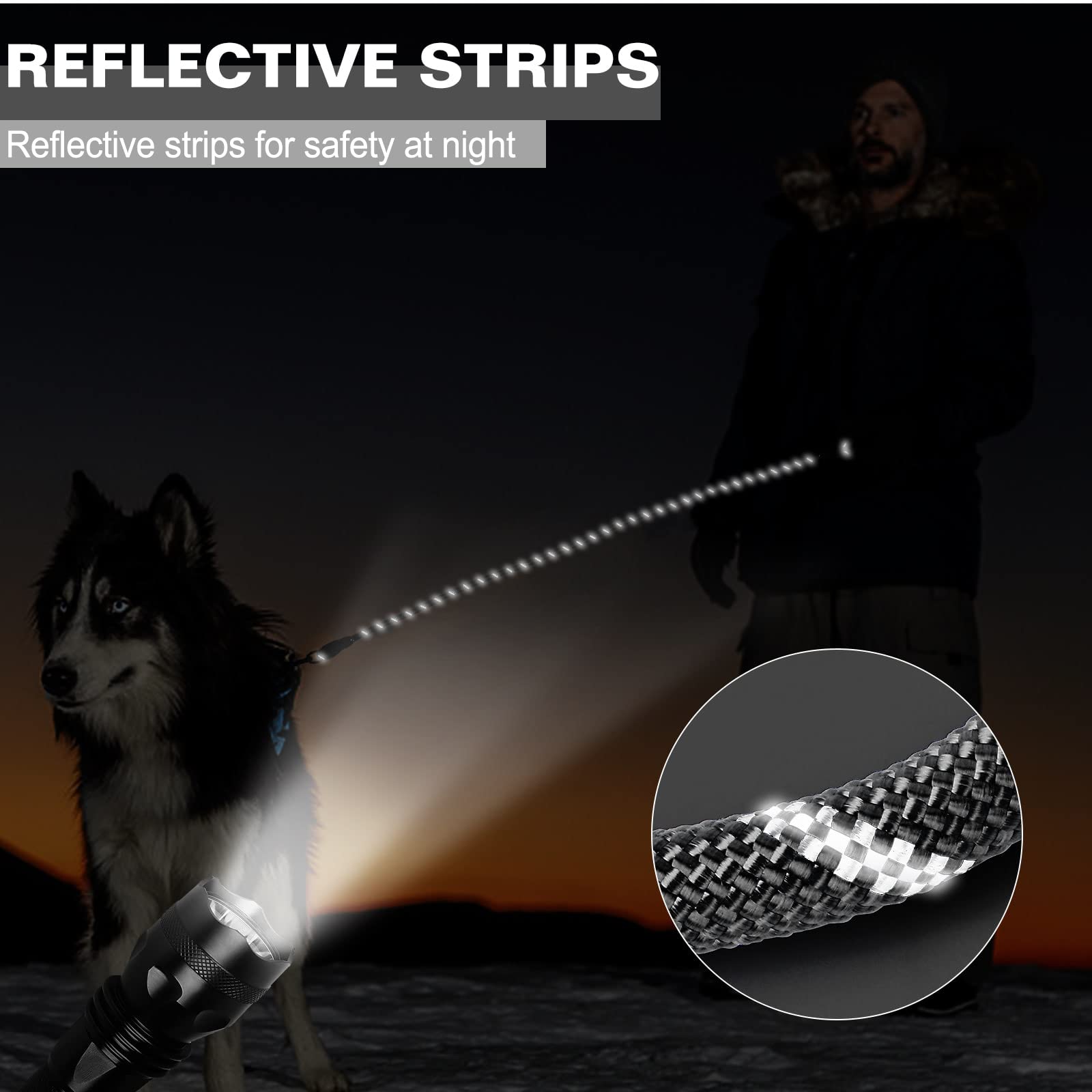 UrbanX Heavy Duty Dog Leash - 4FT Padded Handle & Reflective Threads for Small Dogs Like Norwich Terrier | Durable Walking Leash for Night Safety & Daily Walks (Black)