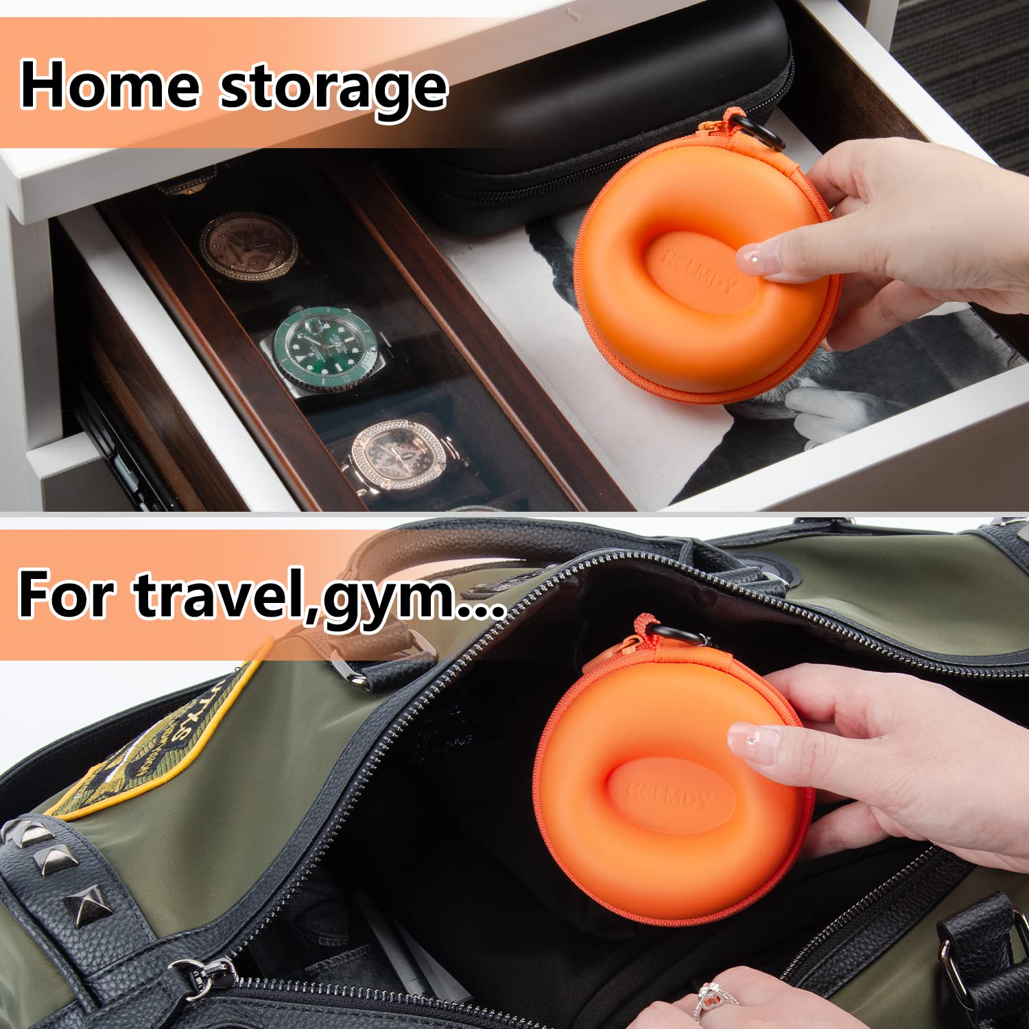 Premium Travel Watch Case for Women - Portable Single Watch Organizer Box with 1 Slot | Fits All Wristwatches & Smartwatches up to 50mm (Orange) | Perfect for Business Trips, Vacations & Daily Storage