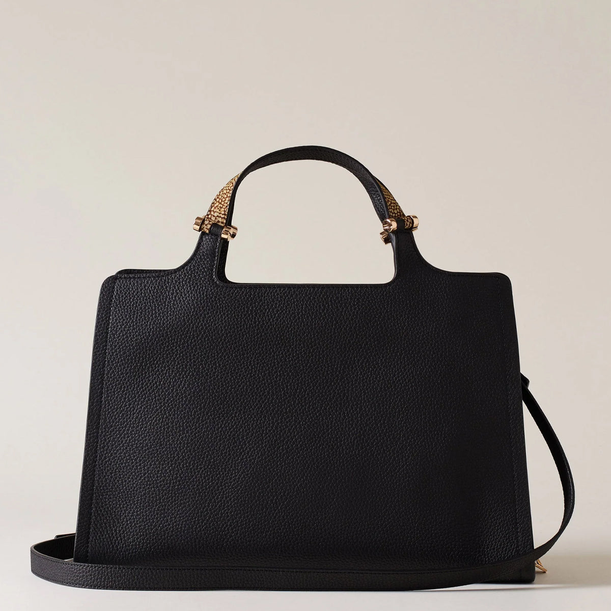 Borbonese Bolt Medium Nero OP Naturale Handbag 924272AR3 - Stylish Leather Tote for Women, Perfect for Work, Travel & Everyday Use