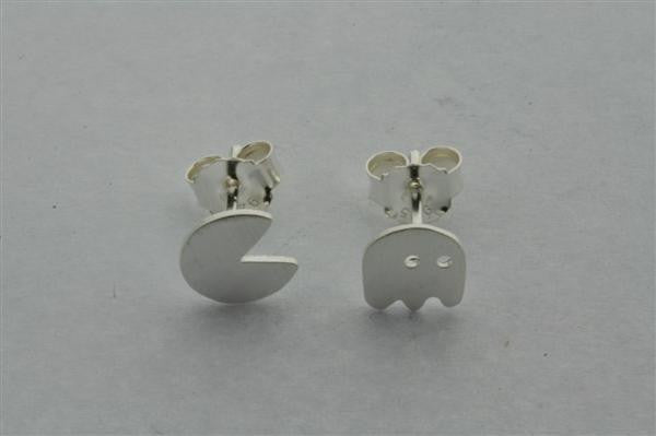 Pacman Stud Earrings - Sterling Silver 925 Hypoallergenic for Men & Women - Perfect for Casual Wear, Gifts & Gaming Enthusiasts