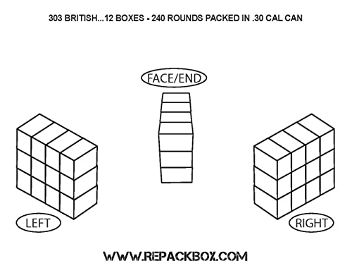 303 British Ammo Box - Military Grade Cardboard Ammo Storage Case Holds 20 Rounds (Pack of 3 Boxes, Total 60 Rounds) - Perfect for Reloading, Range Shooting & Ammo Storage