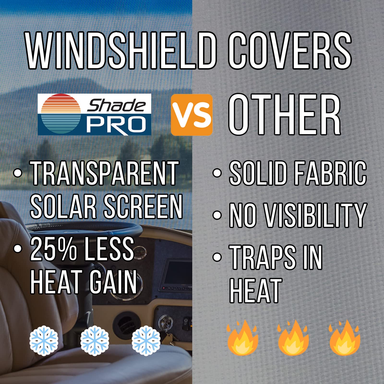 ShadePro RV Windshield Sunshade - Universal Front Window Cover for Class A Motorhomes & Holiday Rambler RVs | Blocks UV Rays & Heat | Includes Driver & Passenger Side Covers | Perfect for Summer Travel & Outdoor Camping