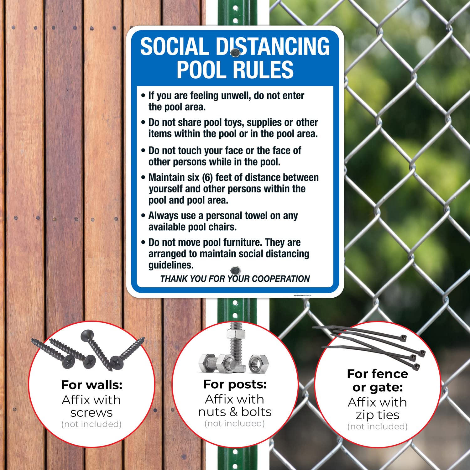 Social Distancing Pool Rules Sign - 24x30 Inch Rustproof Aluminum Sign for Swimming Pools | Fade-Resistant Indoor/Outdoor Use | Made in USA by Sigo Signs | Perfect for Community Pools, Backyard Pools & Public Swimming Areas