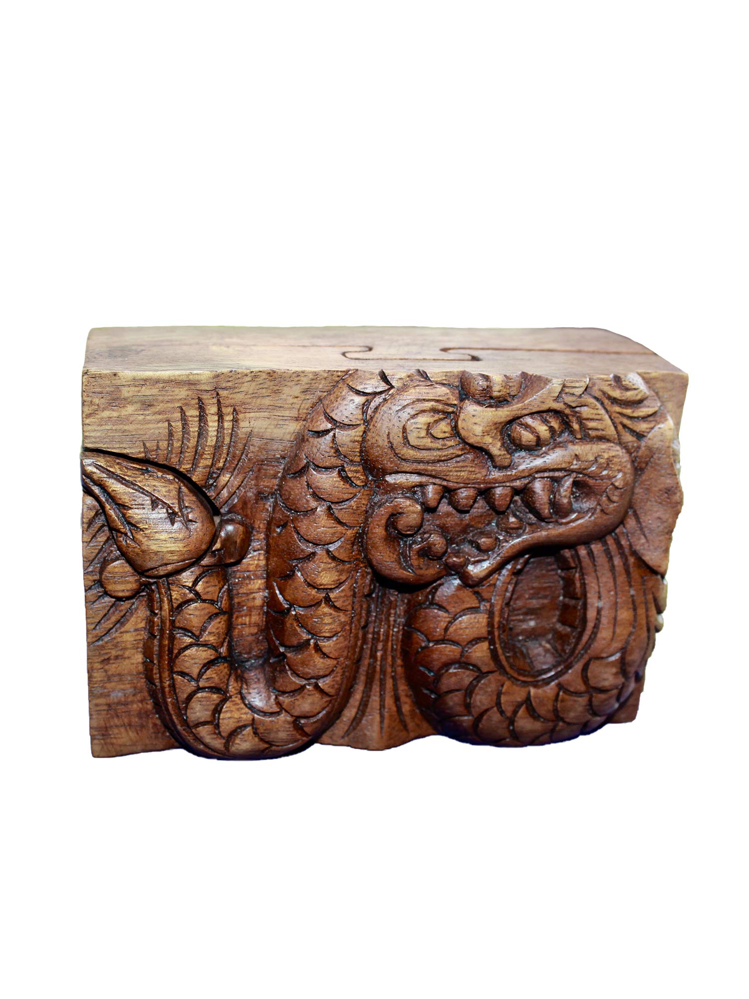Hand Carved Wooden Dragon Jewelry Box with Secret Compartment - OMA Dragon Box for Rings, Necklaces & Keepsakes - Perfect for Home Decor, Gift Giving & Fantasy Collections