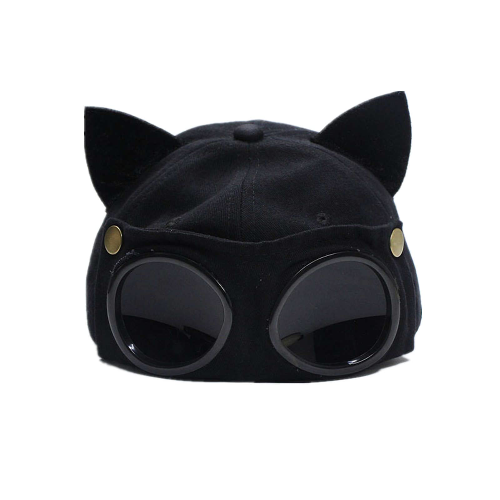 Vintage Aviator Hat with Cat Ears - Retro Pilot Cap with Sunglasses & Detachable Mask - Hip Hop Baseball Cap for Men & Women - Perfect for Cosplay, Music Festivals and Street Fashion