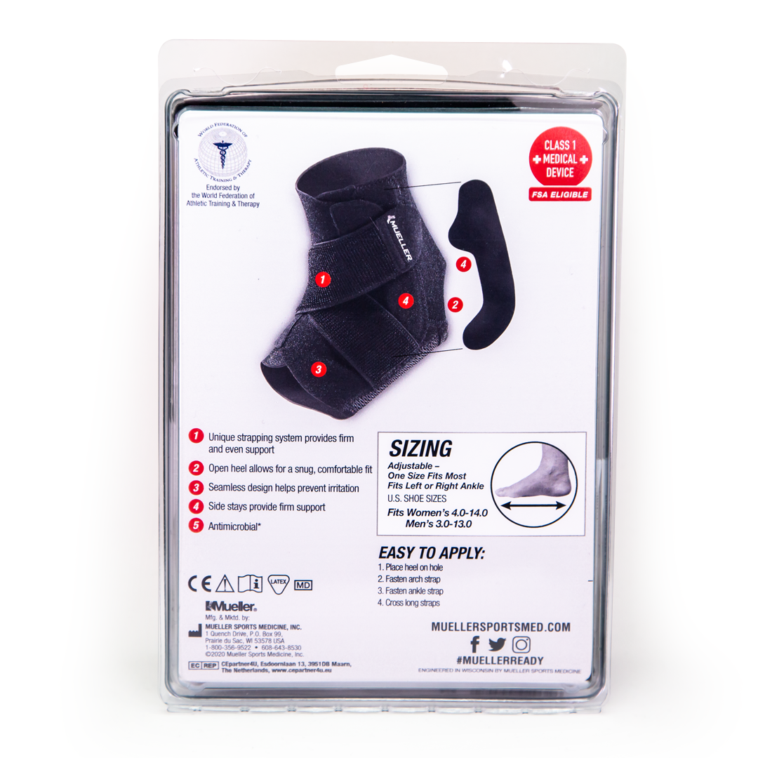 Mueller Adjustable Ankle Brace Support - Ankle Stabilizer for Sprains, Injuries & Recovery - Lightweight Breathable Ankle Support for Running, Basketball & Sports Activities
