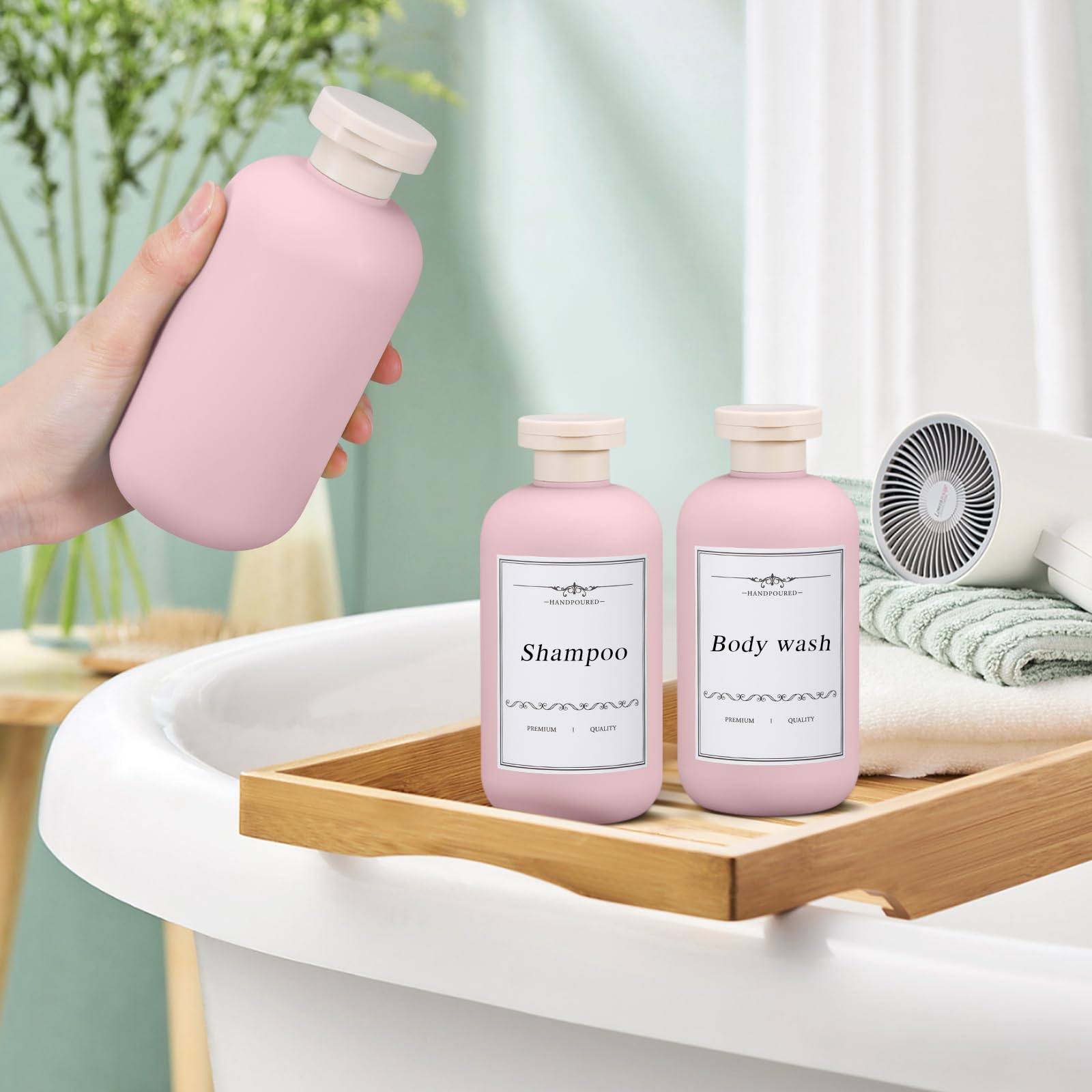 6.8oz Travel Bottles for Toiletries - Leak Proof Empty Plastic Squeeze Bottles with Flip Top Cap, TSA Approved Lotion Containers for Shampoo, Conditioner & Cosmetics (3 Pack, Pink) - Perfect for Air Travel, Gym & Vacation Essentials
