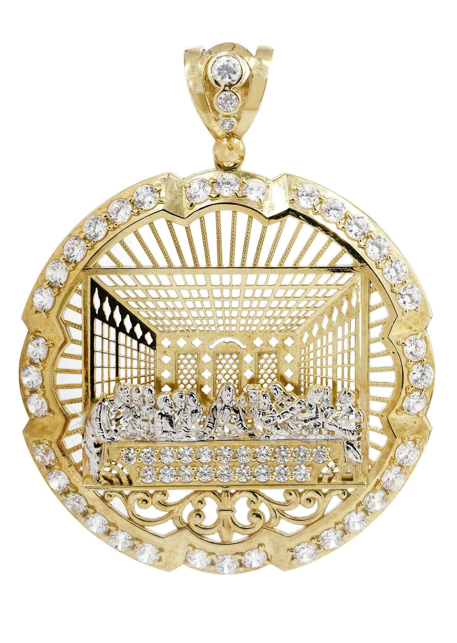 10K Gold Last Supper Religious Pendant Necklace - 34.3 Grams Elegant Jesus Christ Jewelry Gift for Men & Women - Perfect for Church, Baptism, Confirmation & Daily Wear