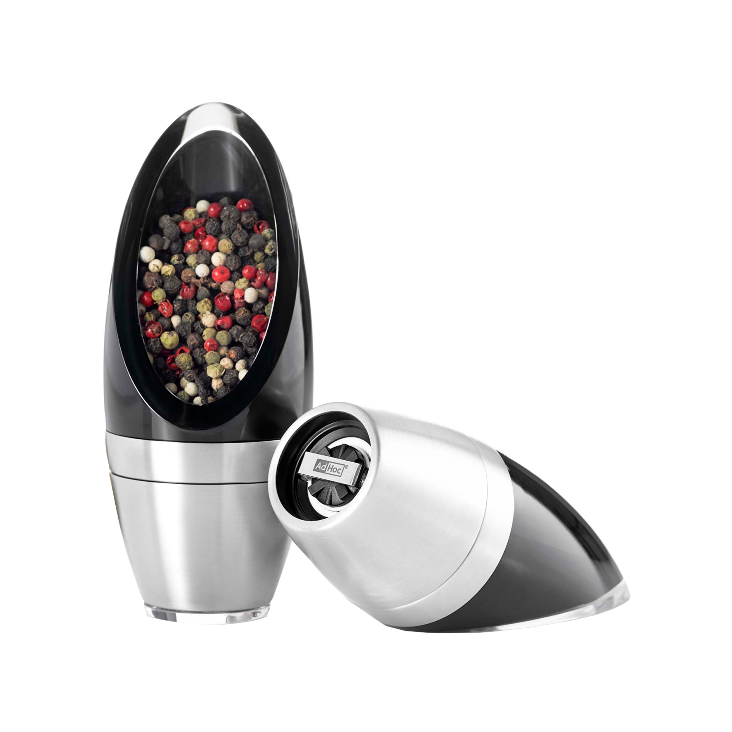 Premium Ceramic Salt and Pepper Grinder Set - Stainless Steel & Acrylic Body - 6.1 Inch (15.5cm) Black Kitchen Mill - MP22 Model - Perfect for Dining Tables, Restaurants & Gourmet Cooking
