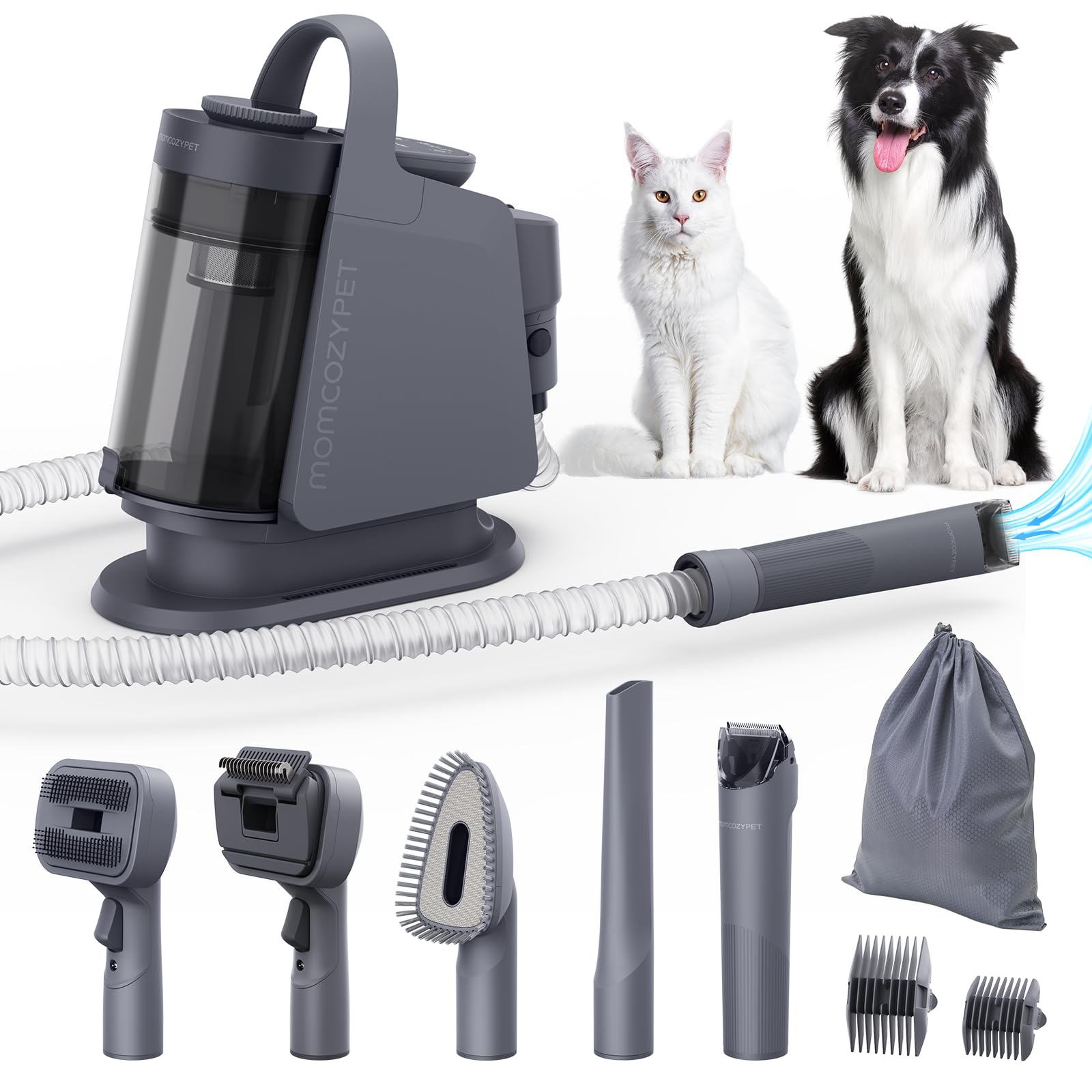 FurEase Dog Grooming Vacuum Kit - 13000Pa Powerful Pet Hair Vacuum with 5 Grooming Tools & 2.1L Dust Cup | Dog Clippers for Grooming, Shedding Control | Perfect for Home Pet Care & Professional Grooming