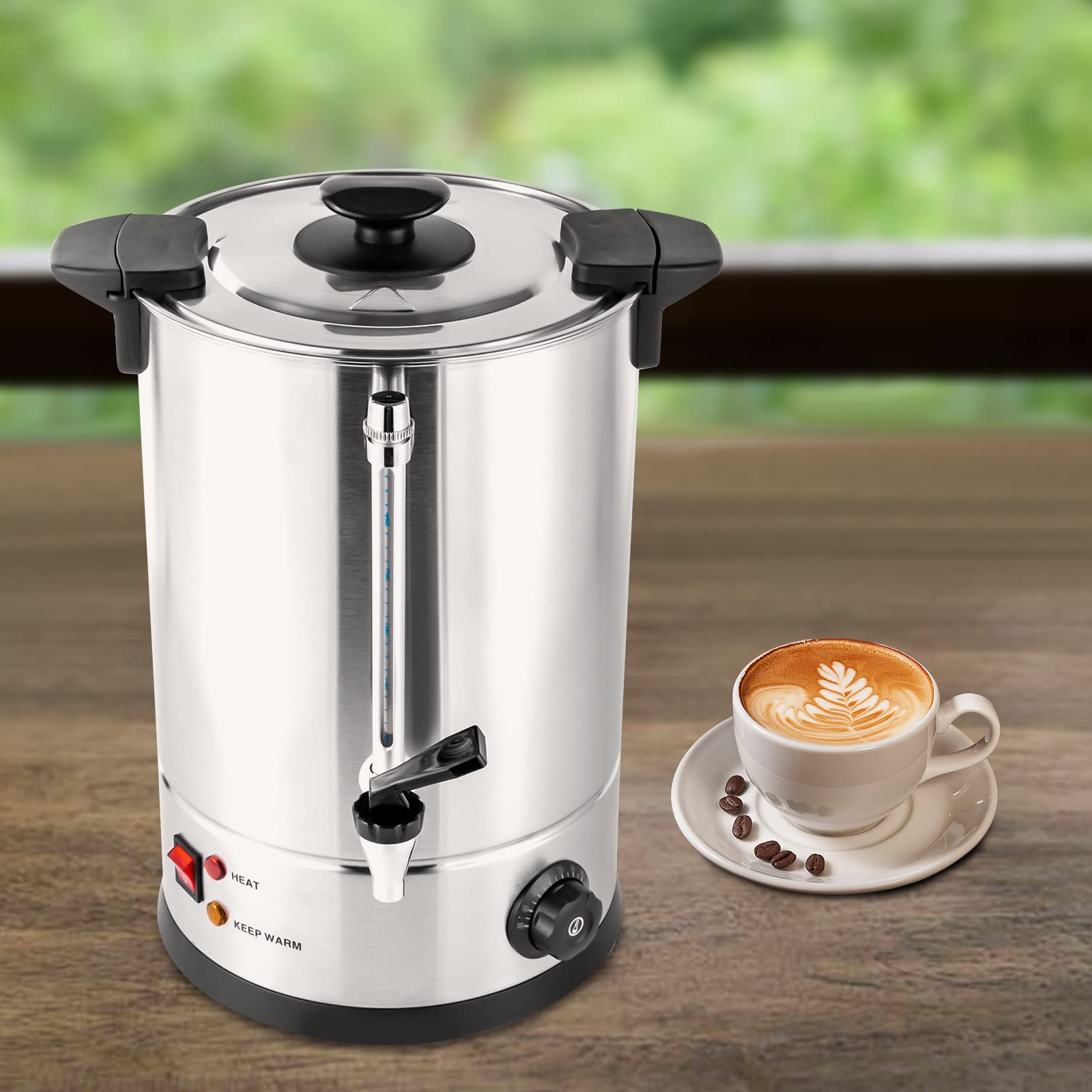 1000W Electric Percolator Coffee Pot & Tea Urn - 8L/270Oz (12L Available) Stainless Steel Commercial Coffee Maker with Adjustable Temperature - Perfect for Home, Office, Wedding, Catering & Large Gatherings - Automatic Brewing for Fresh Coffee & Tea Anytime