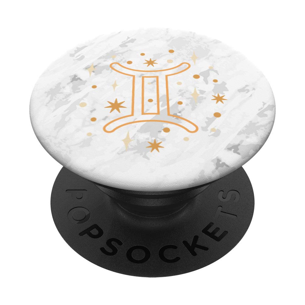 Zodiac Gemini White PopSockets PopGrip - Interchangeable Phone & Tablet Stand with Swappable Top for Customization | Perfect for Daily Use, Travel, and Hands-Free Video Calls