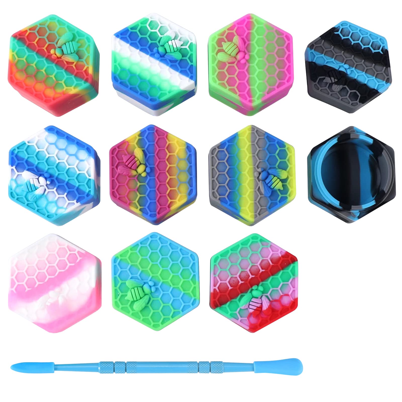 10 Pack 25ML Non-Stick Hexagon Silicone Wax Containers with Carving Tool - Perfect for DIY Candle Making, Wax Melts & Essential Oil Storage (Green Nexus)