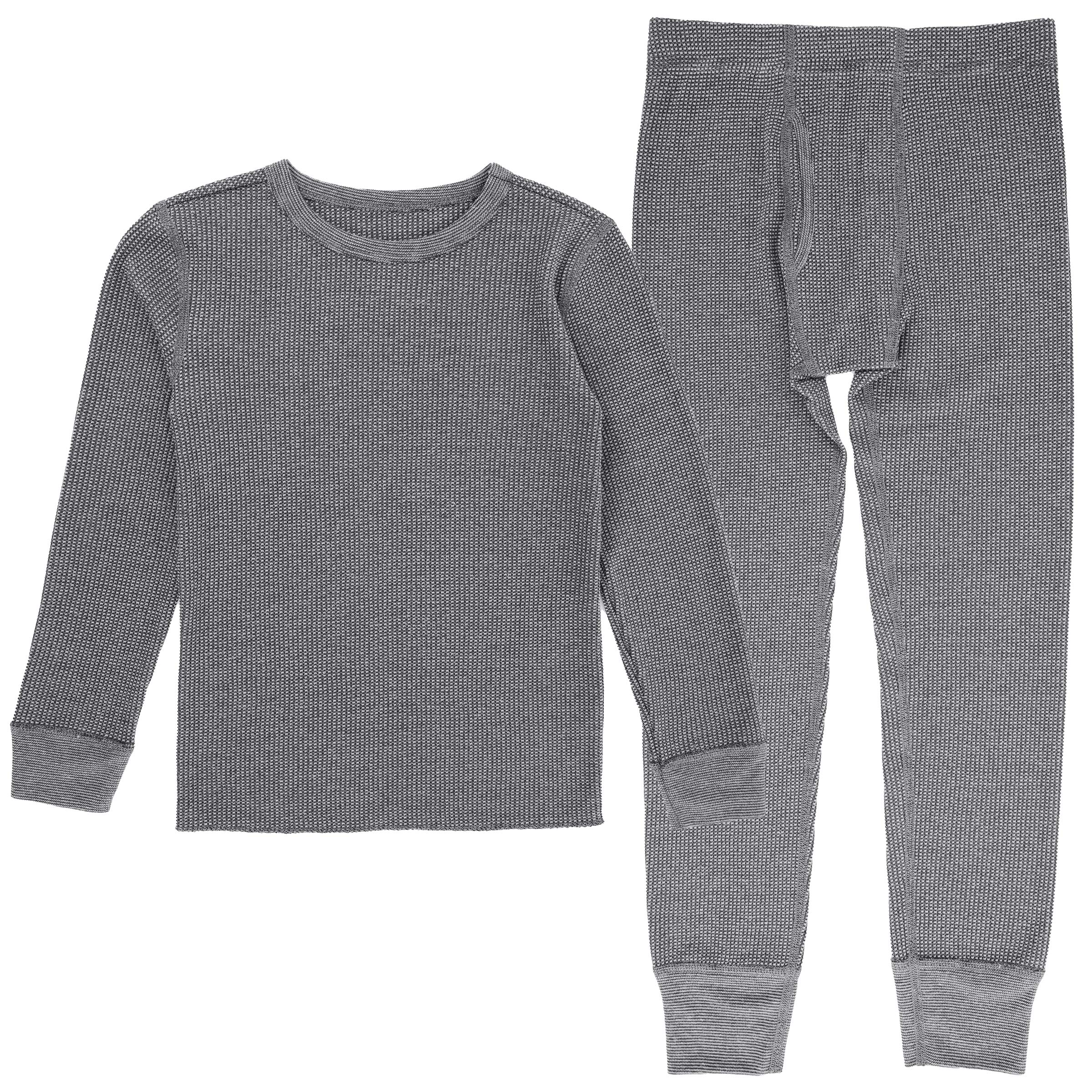 Fruit of the Loom Boys' Premium Thermal Waffle Underwear Set - 2-Pack Warm Winter Underwear for Kids - Soft Cotton Blend Base Layer for Cold Weather & Outdoor Activities