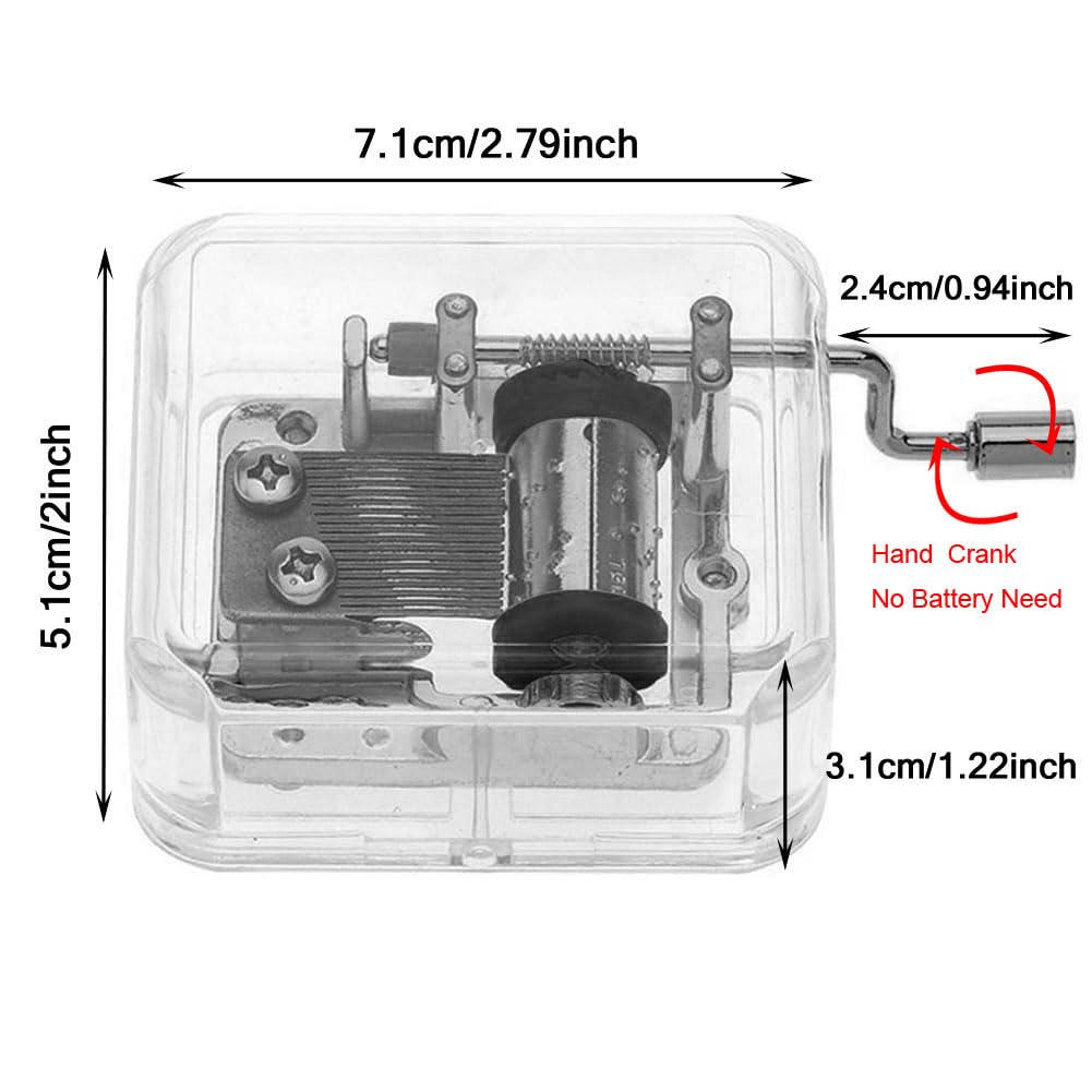 Pursuestar Brahms Lullaby Music Box - Hand Crank Acrylic Musical Box for Kids, Parents & Loved Ones | Perfect Birthday, Christmas, Wedding & Mother's Day Gift | Nursery Decor, Baby Shower Present & Romantic Keepsake