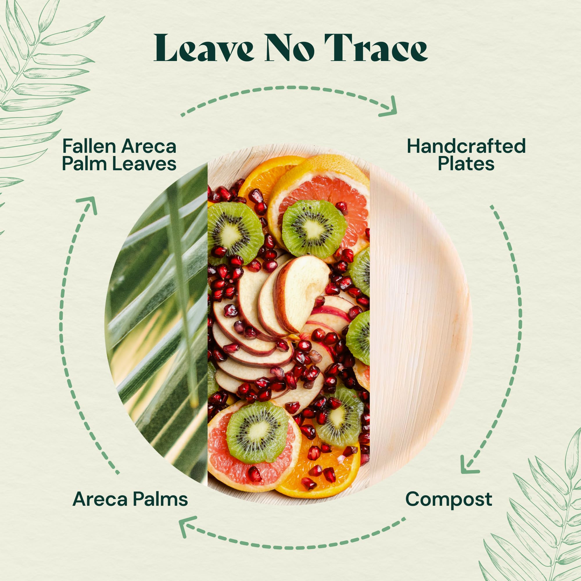 Eco-Friendly 10 Inch Square Palm Leaf Plates - 50 Pack Biodegradable & Compostable Dinner Plates for Wedding, Party, BBQ & Picnic - Sustainable Disposable Tableware for Eco-Conscious Events