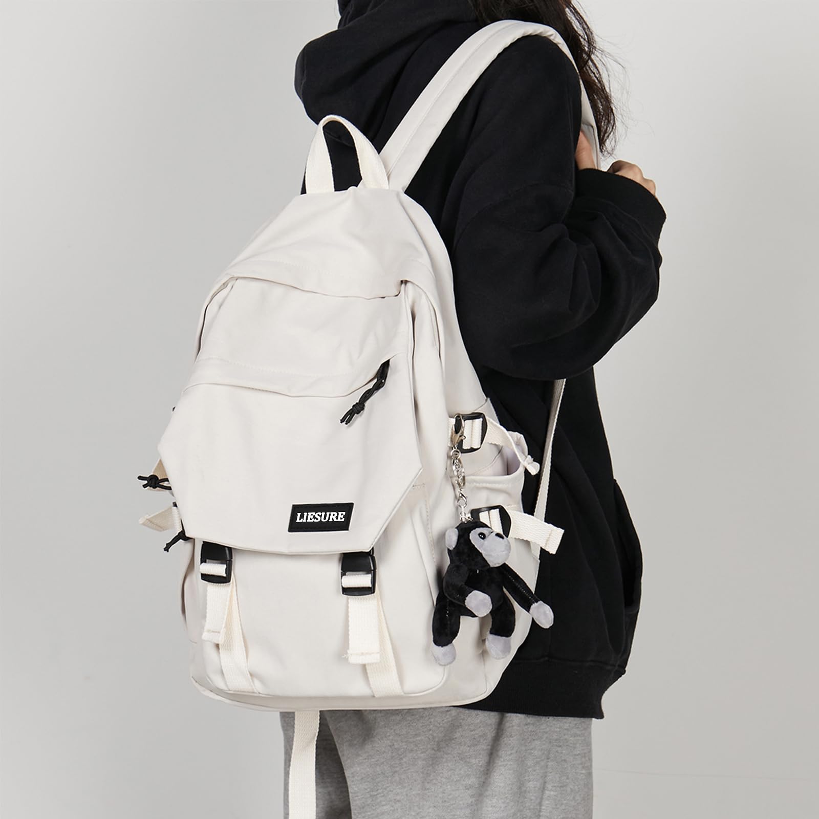 Lightweight Water-Resistant School Backpack for Men & Women - Casual Daypack, College Laptop Bag, Travel Rucksack & Sports Bookbag for High School & Middle School Students (White) - Perfect for Daily Commute, Campus Life & Outdoor Activities
