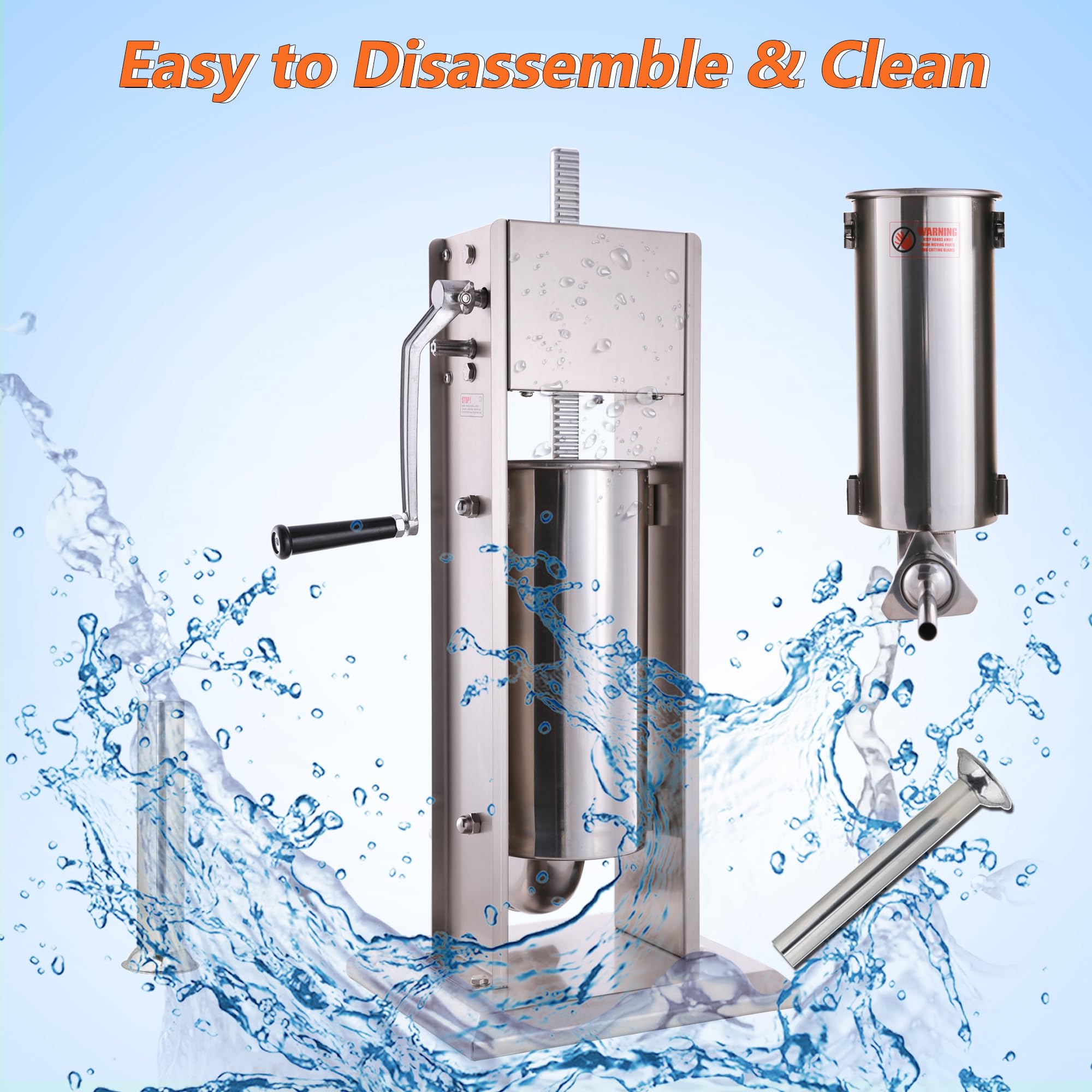 11 Lb/5 L Stainless Steel Vertical Sausage Stuffer with 2-Speed Motor - Perfect for Home Sausage Making, Meat Grinding & Food Processing