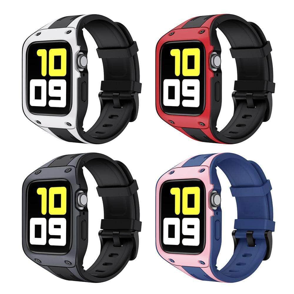 Soft Silicone Strap Protective Frame for Apple Watch Series 6/5/4/SE - 44mm 42mm 40mm 38mm - Comfortable Durable Band for Workout, Running & Daily Use