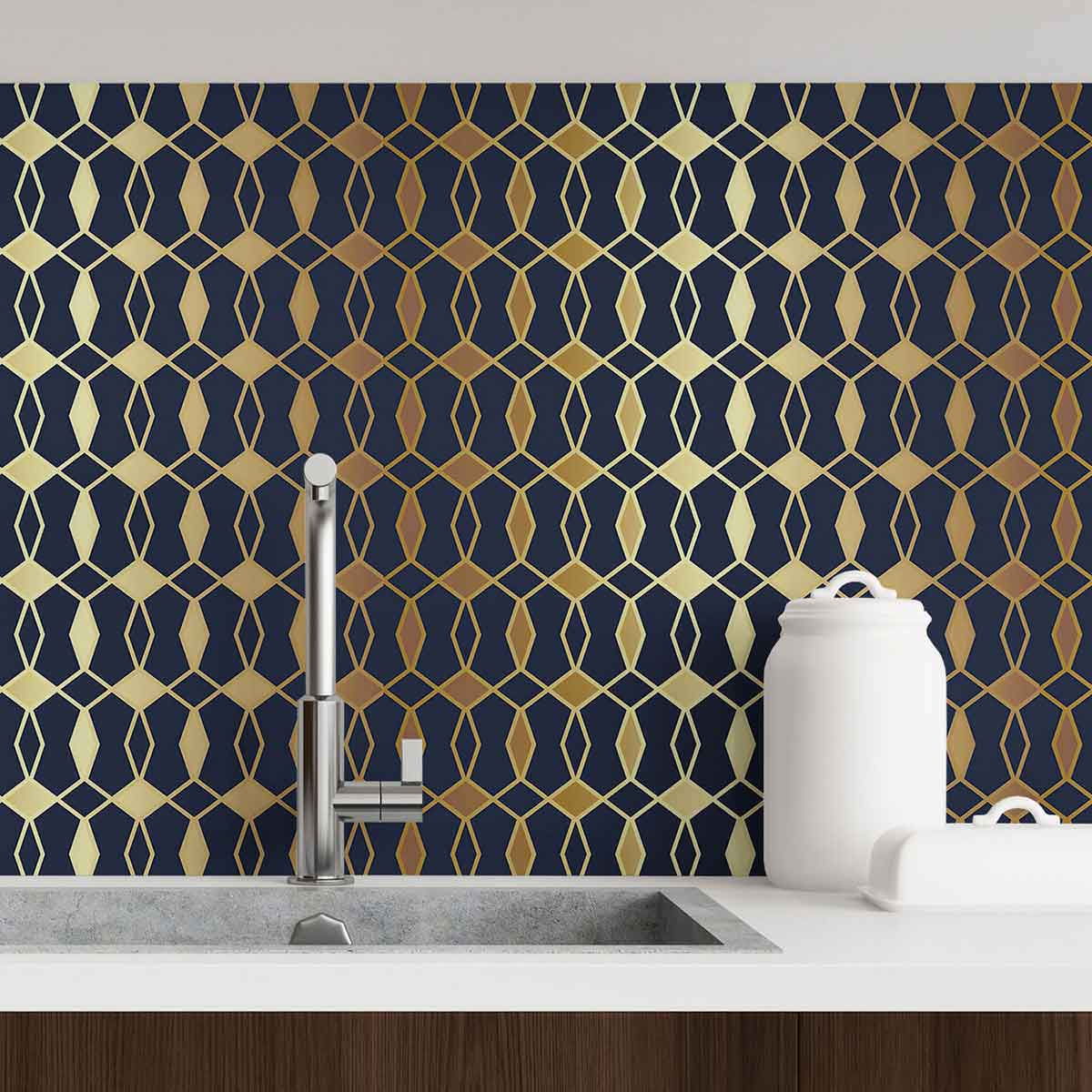 Blue Trellis Peel and Stick Removable Wallpaper - Self-Adhesive Decorative Wall Covering for Bedroom, Living Room & Home Decor