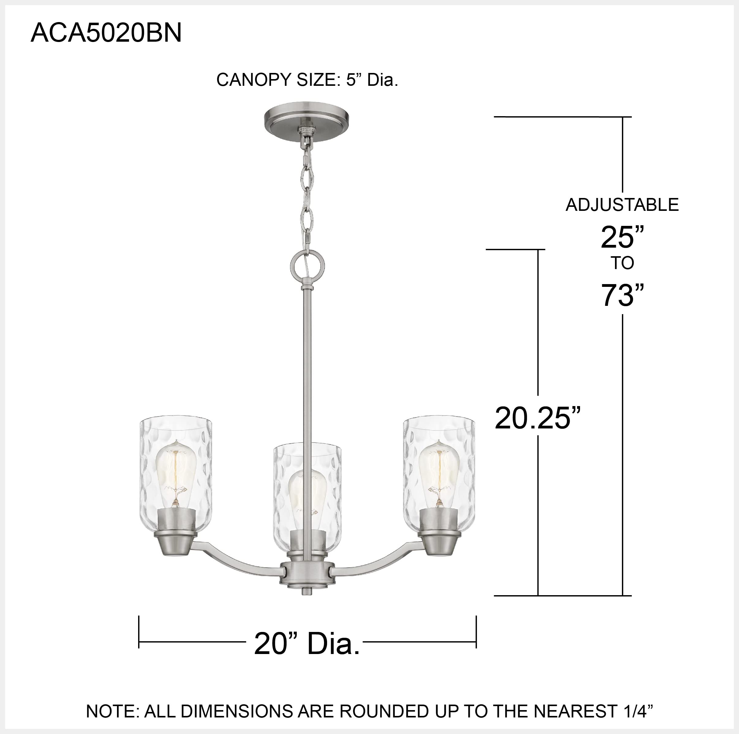 Quoizel ACA5020BN 3-Light Acacia Transitional Clear Water Glass Chandelier - 20