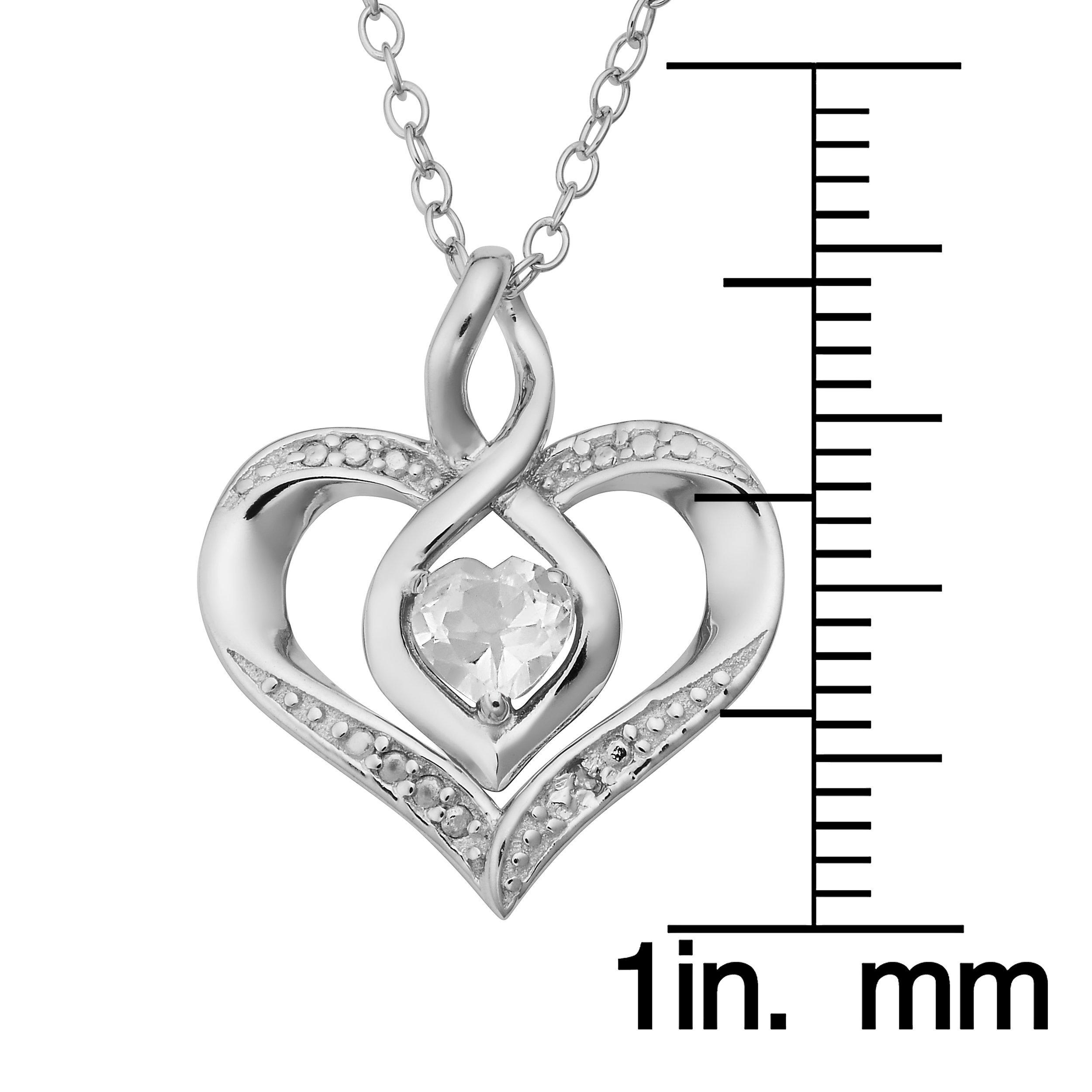 Sterling Silver Diamond Accent Birthstone Heart Pendant Necklace - 18 Inch Genuine Jewelry for Women, Gift for Her - Perfect for Valentine's Day, Anniversary, Birthday & Special Occasions