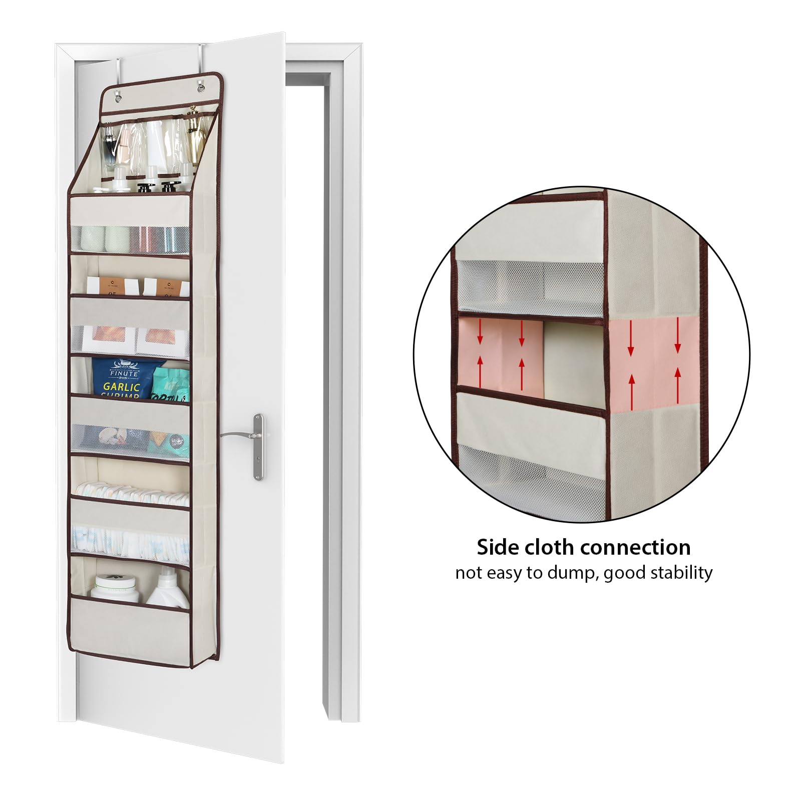 Univivi 5 Large + 3 Small PVC Pockets Hanging Door Organizer - Baby Clothes Storage, Nursery Closet Organizer, Cosmetic & Sundries Holder - Perfect for Nursery, Bathroom, Bedroom & Closet Organization
