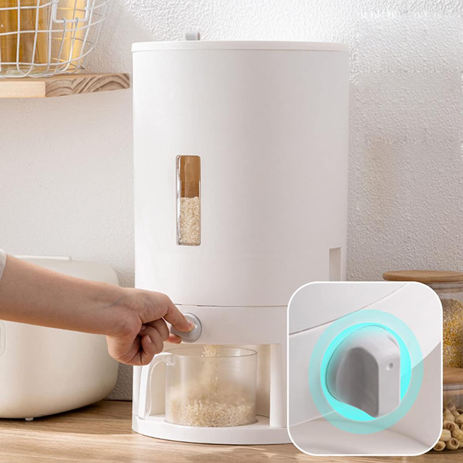 HB1 Airtight Moisture-Proof Pet Food Storage Container with Measuring Cup - Dry Food Dispenser for Dog, Cat & Bird Food - Ideal for Flour, Kibble & Treats Storage - Perfect for Kitchen, Pantry & Pet Feeding Stations
