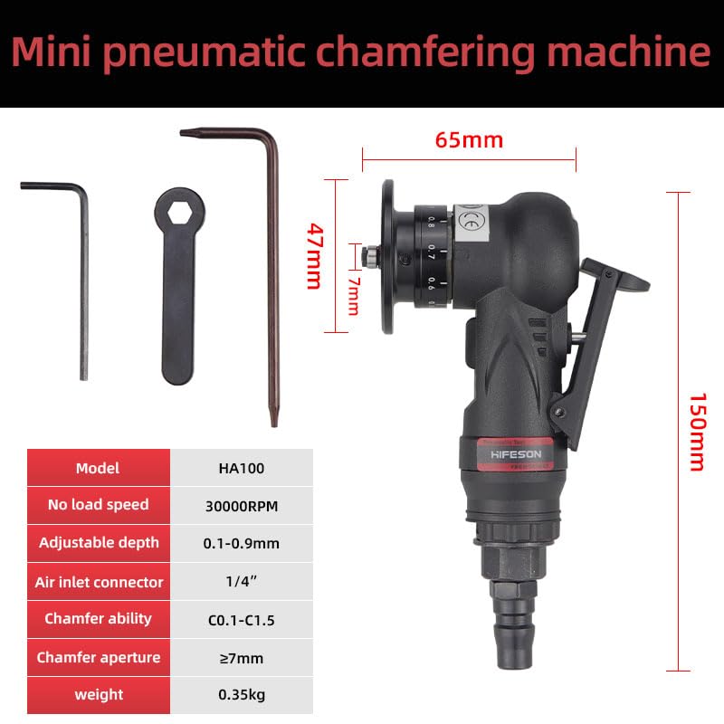 Pneumatic Chamfer Tool - Air Beveling & Deburring Tool for Metal Trimming, Mini Handheld Grinder for Inner Holes & Metal Edges | Perfect for Metalworking, Automotive Repair & DIY Projects
