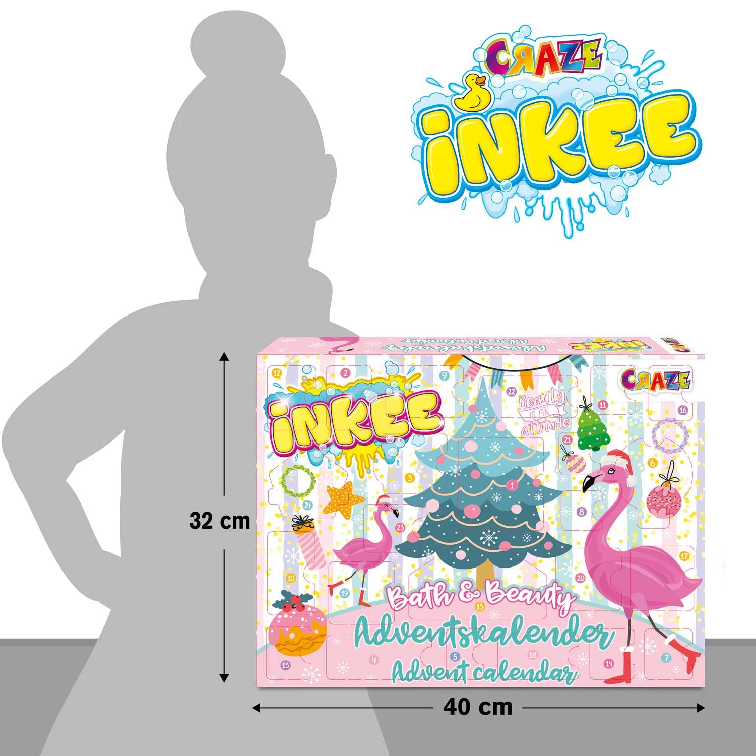 INKEE Advent Calendar with Toys for Kids - Christmas Countdown with Bath Bombs & Hair Accessories - Perfect Gift for Boys & Girls - Fun Holiday Surprises for December