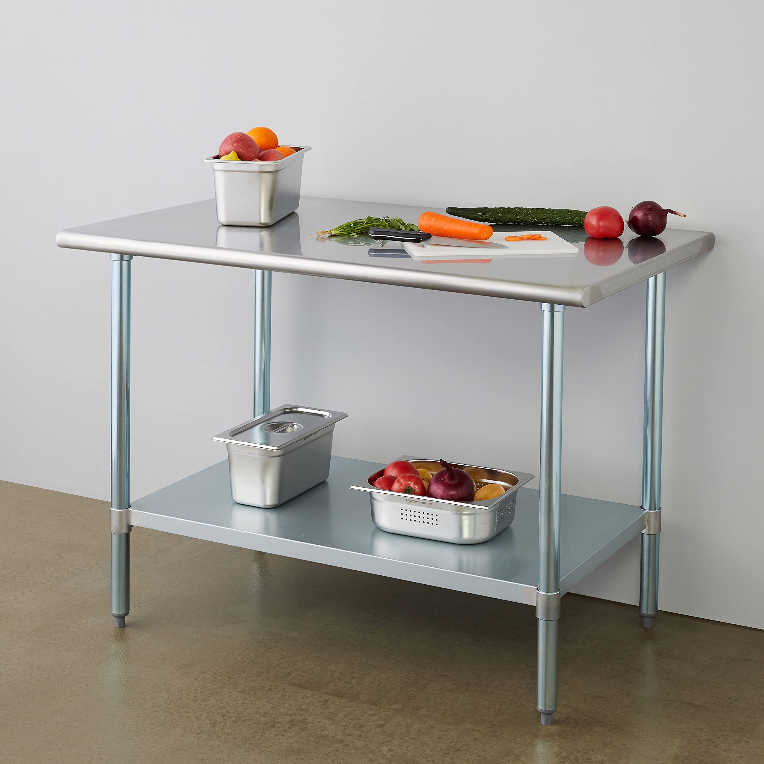 ROCKPOINT 30x48 Inch Stainless Steel Commercial Kitchen Prep Table - NSF Certified Heavy Duty Work Table with Adjustable Under Shelf & Leveling Feet - Perfect for Restaurants, Hotels, Home Kitchens & Food Prep Areas
