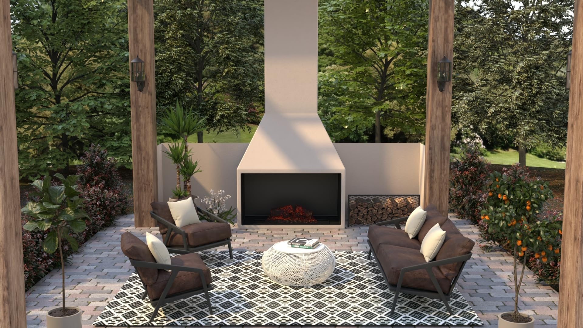 Mad Mats Geometric Outdoor Rug - Reversible Plastic Mat 5' x 8' in Scotch Black/White - Perfect for Patio, Deck, Poolside & Backyard Decor