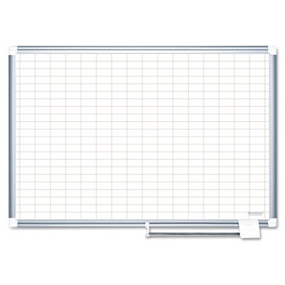 1x2 Inch Grid Planning Board - 48x36 Inches White & Silver Dry Erase Board - Perfect for Office, Classroom, and Home Organization