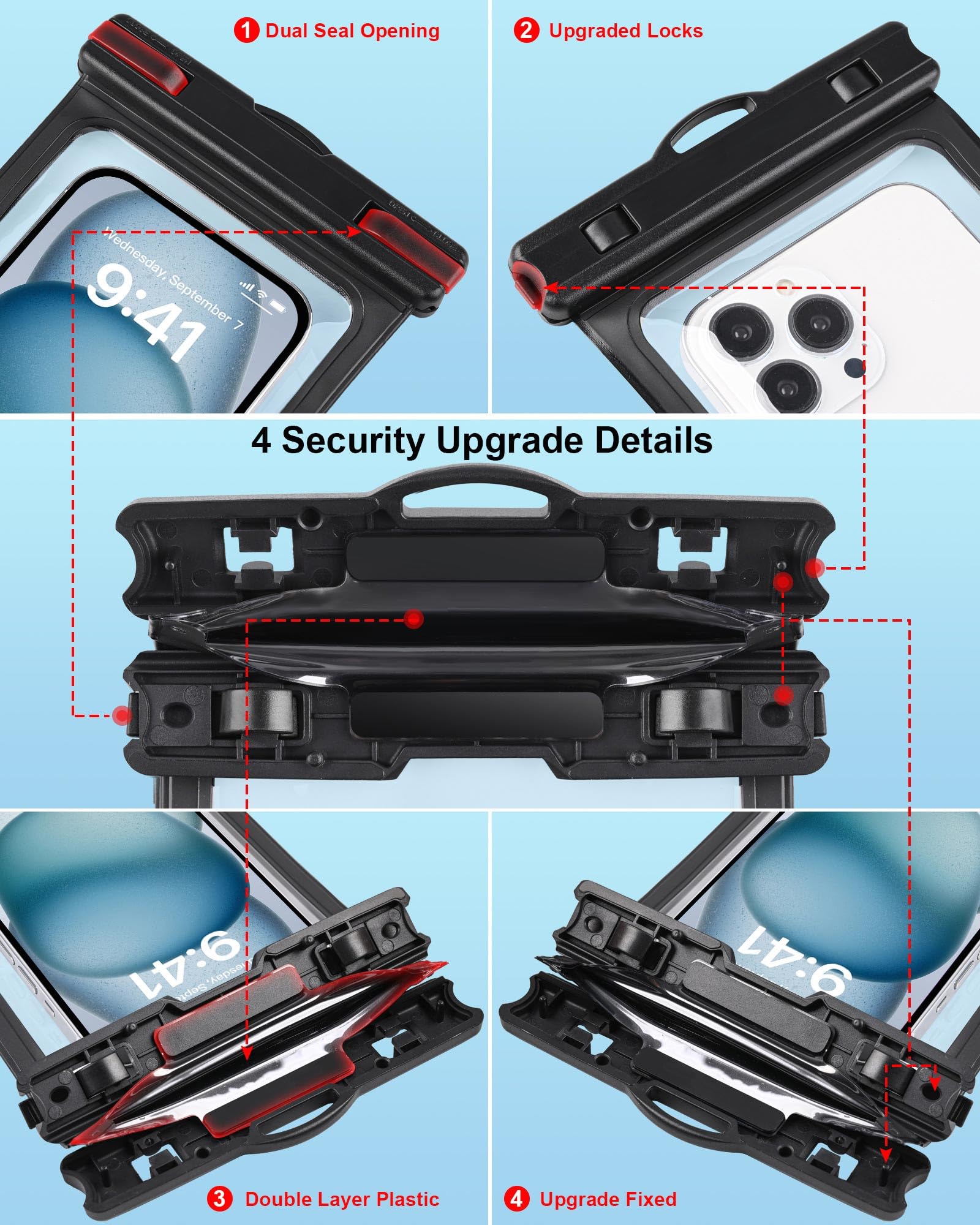 3-Pack Waterproof Phone Pouch for iPhone 15 14 13 12 Pro Max & Samsung Galaxy - IPX8 Certified Dry Bag for Swimming, Beach Vacation, Kayaking, Boating & Cruise Essentials - Perfect for Water Sports & Outdoor Activities