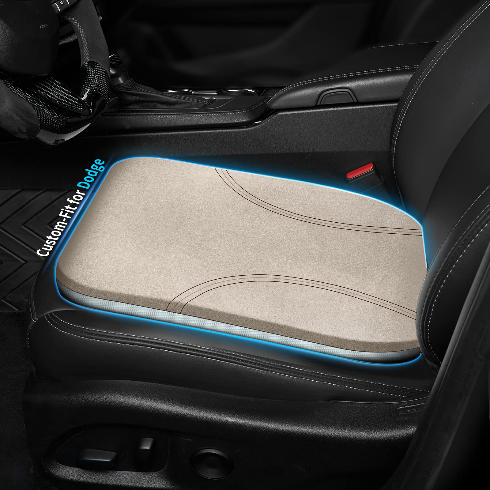 Custom-Fit Dodge Caliber Seat Cushion - Breathable Suede & Ice Silk Dual-Layer Car Seat Pad with Memory Foam (Beige, 1-Piece) | Perfect for Long Drives & Summer Comfort