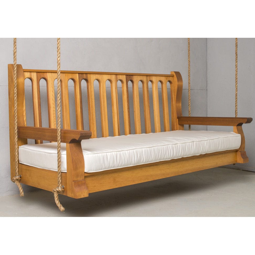 57 Inch Slate Grey Classic Red Cedar Porch Swing - Outdoor Patio Garden Hanging Bench for Relaxing & Backyard Decor